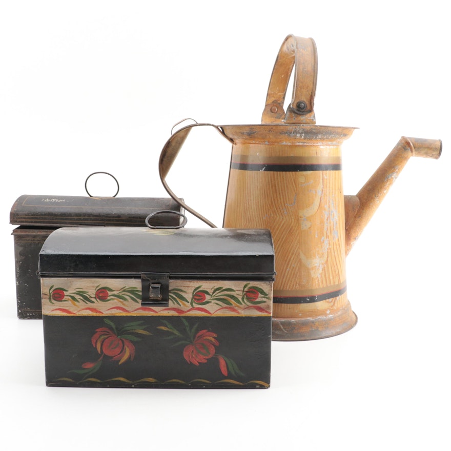 Hand-Painted Metal Lock Boxes with Watering Can
