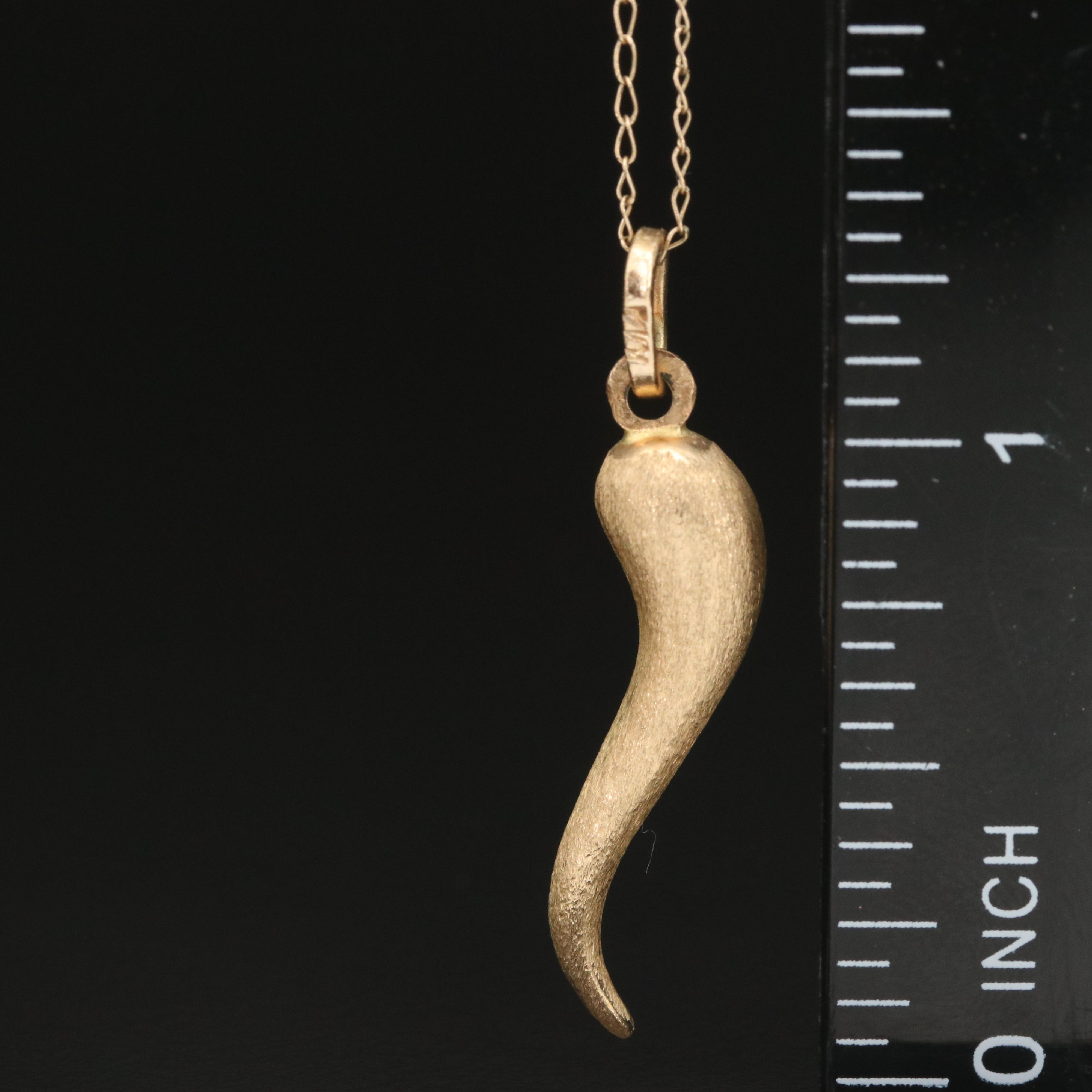 Italian 14K Cornicello Pendant Necklace  