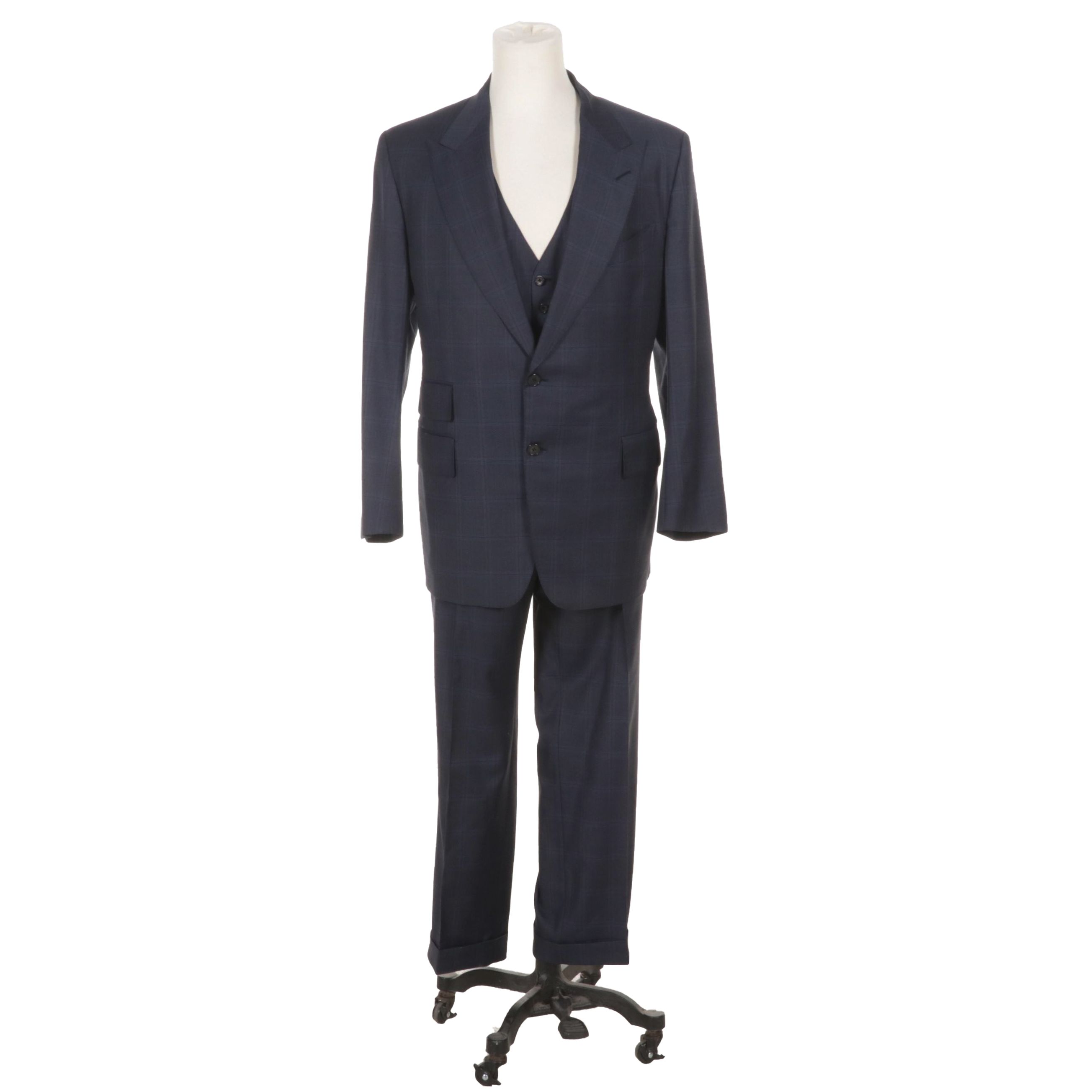 Men's Tom Ford Dark Blue Wool Three-Piece Suit