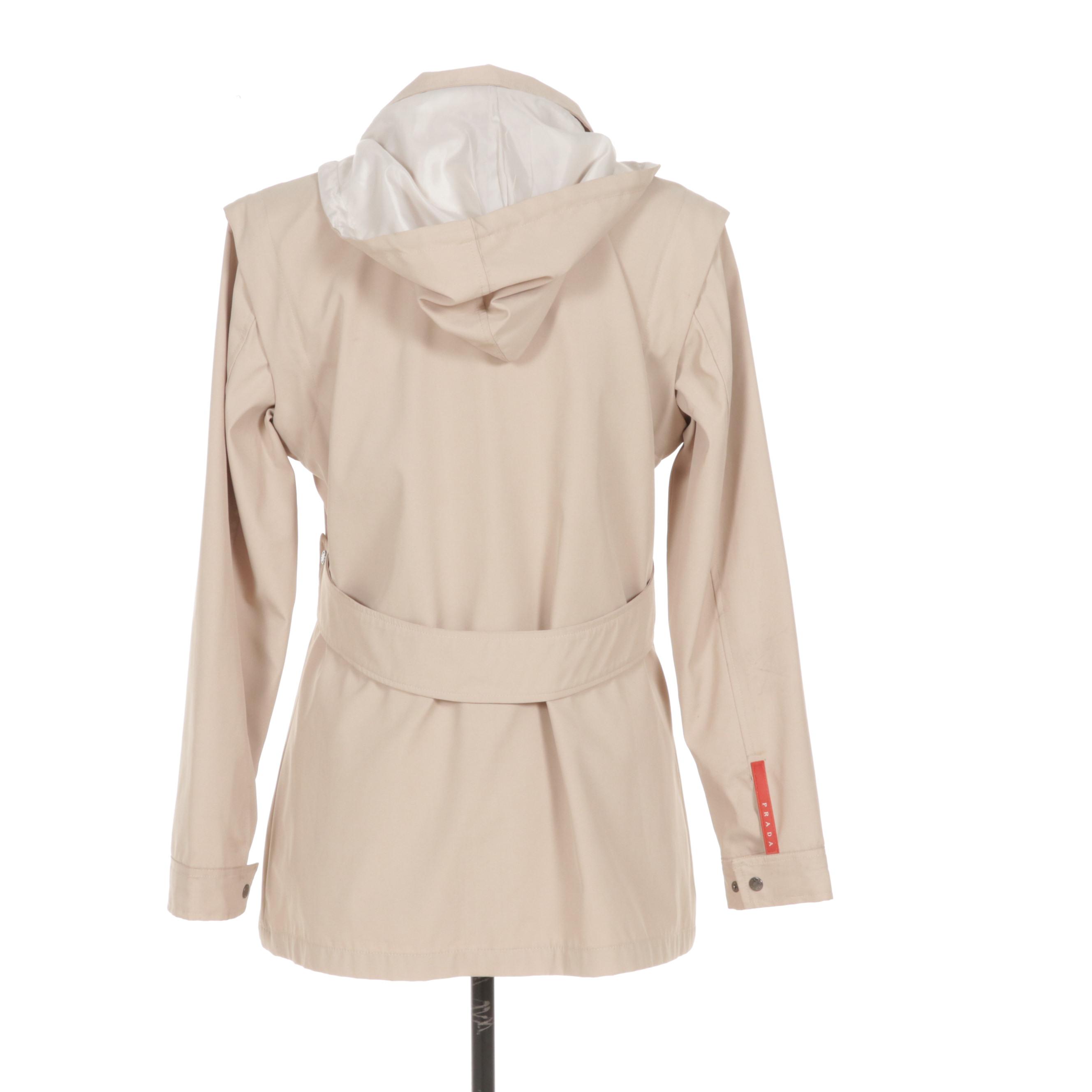 Prada Zipper-Front Jacket with Removable Hood