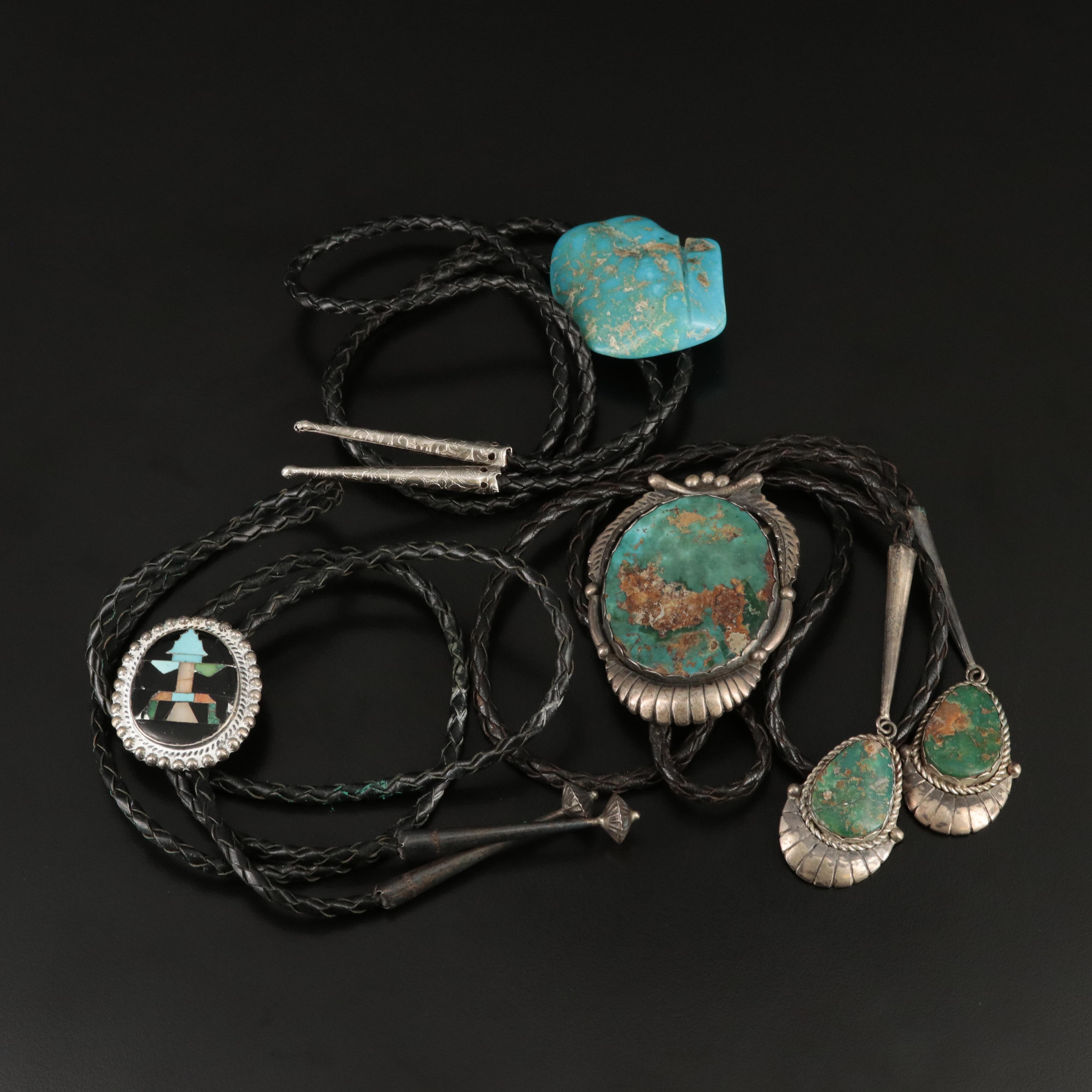 Roy Vandever Navajo Diné Sterling Bolo Ties Including Turquoise