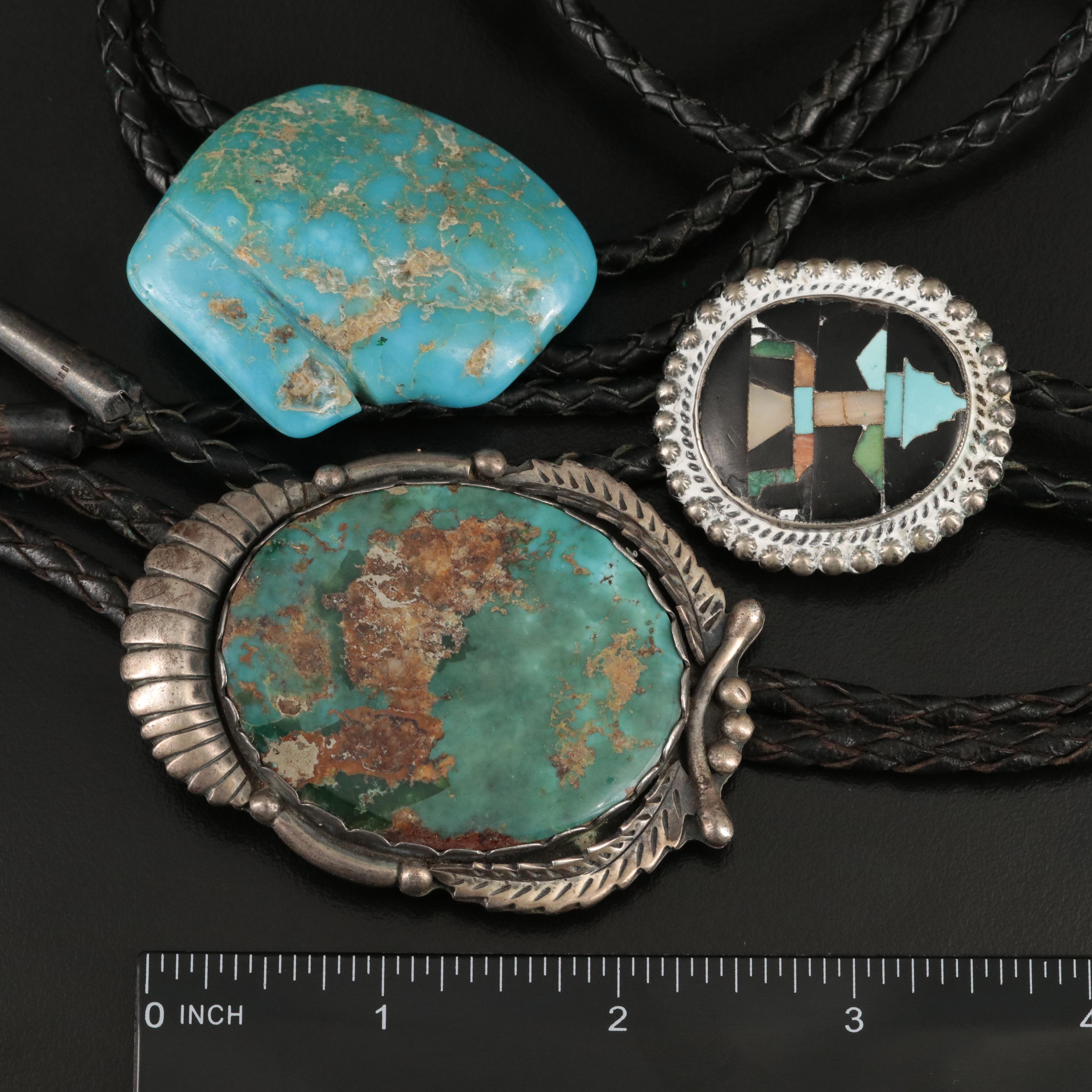 Roy Vandever Navajo Diné Sterling Bolo Ties Including Turquoise