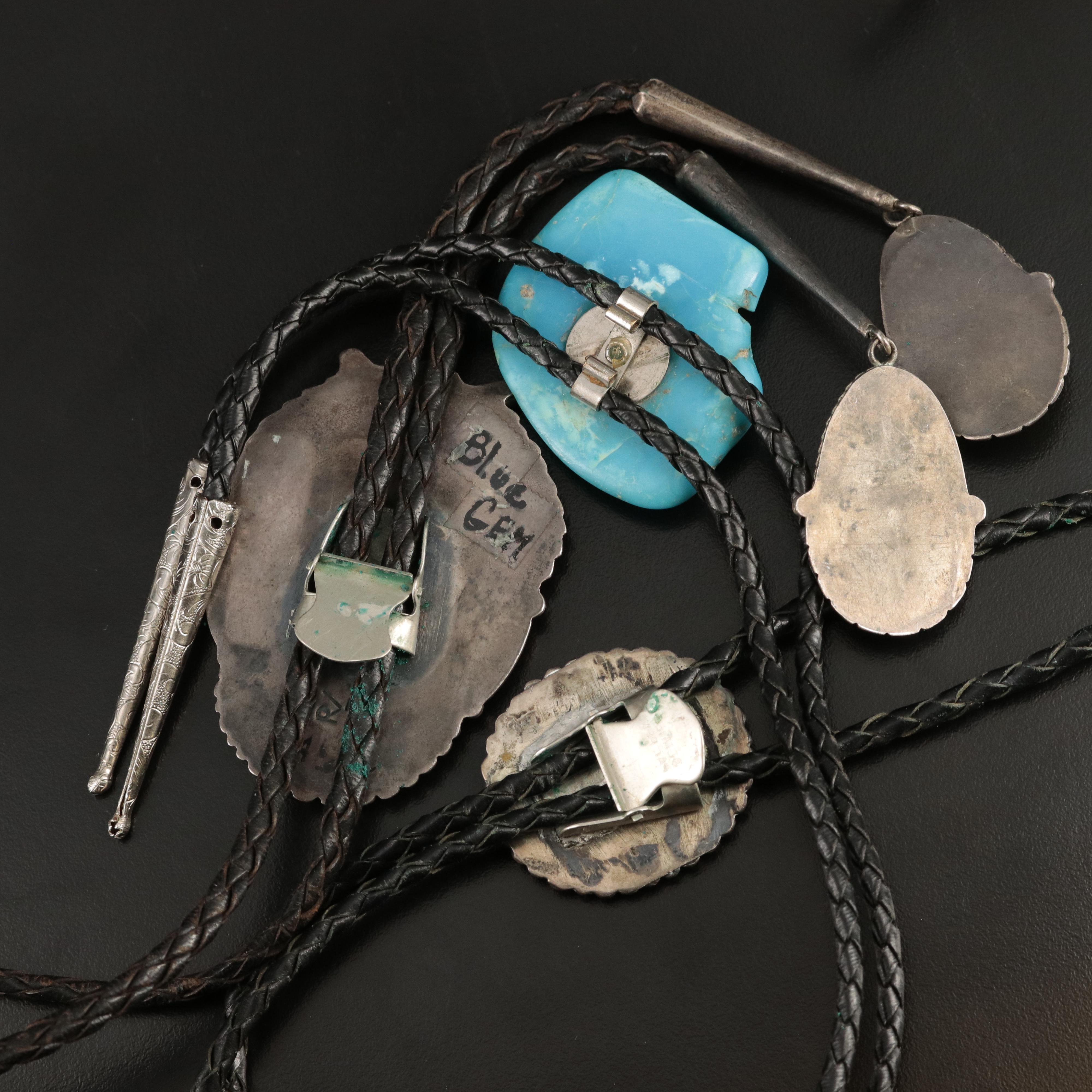 Roy Vandever Navajo Diné Sterling Bolo Ties Including Turquoise