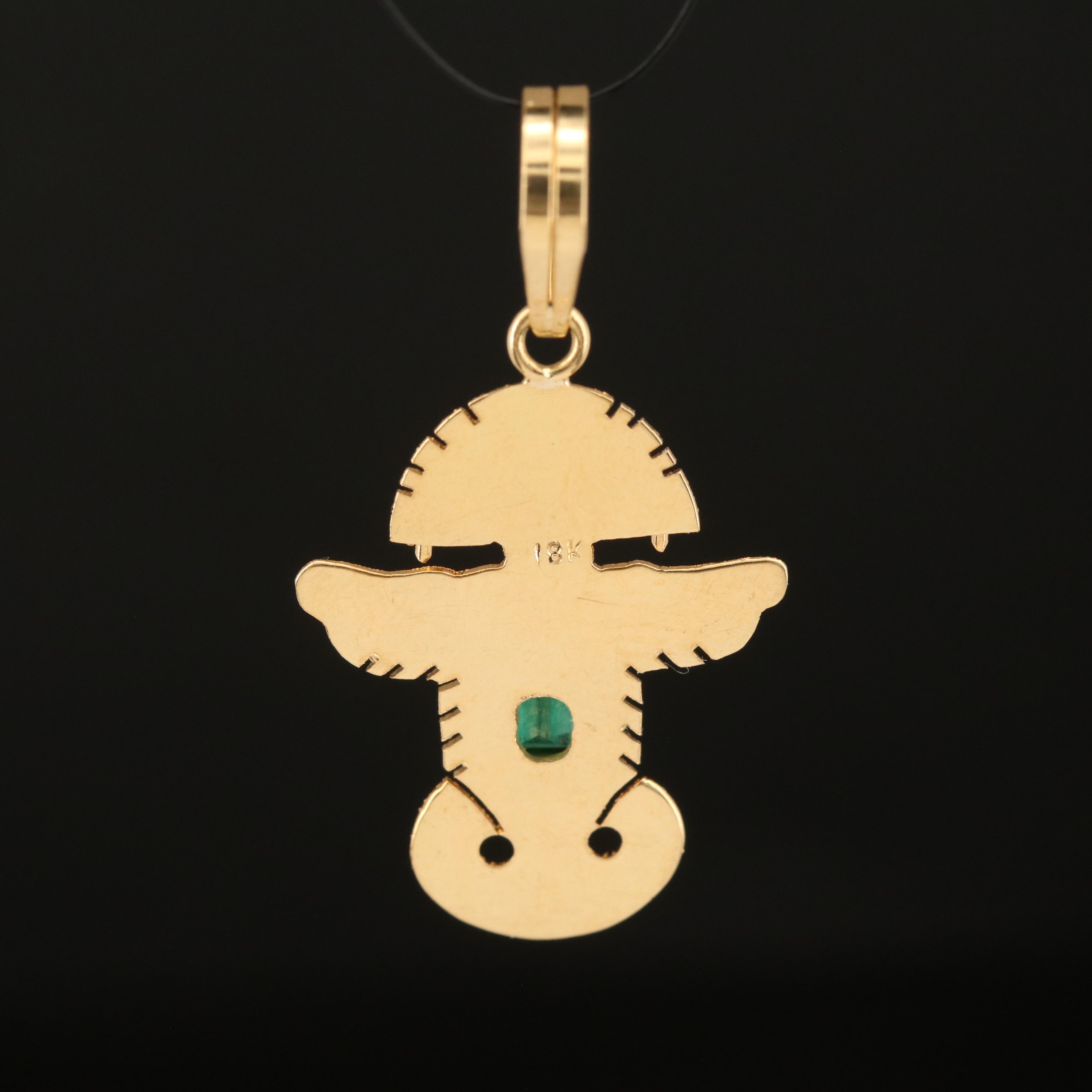 18K Emerald Peruvian Tumi Knife Pendant