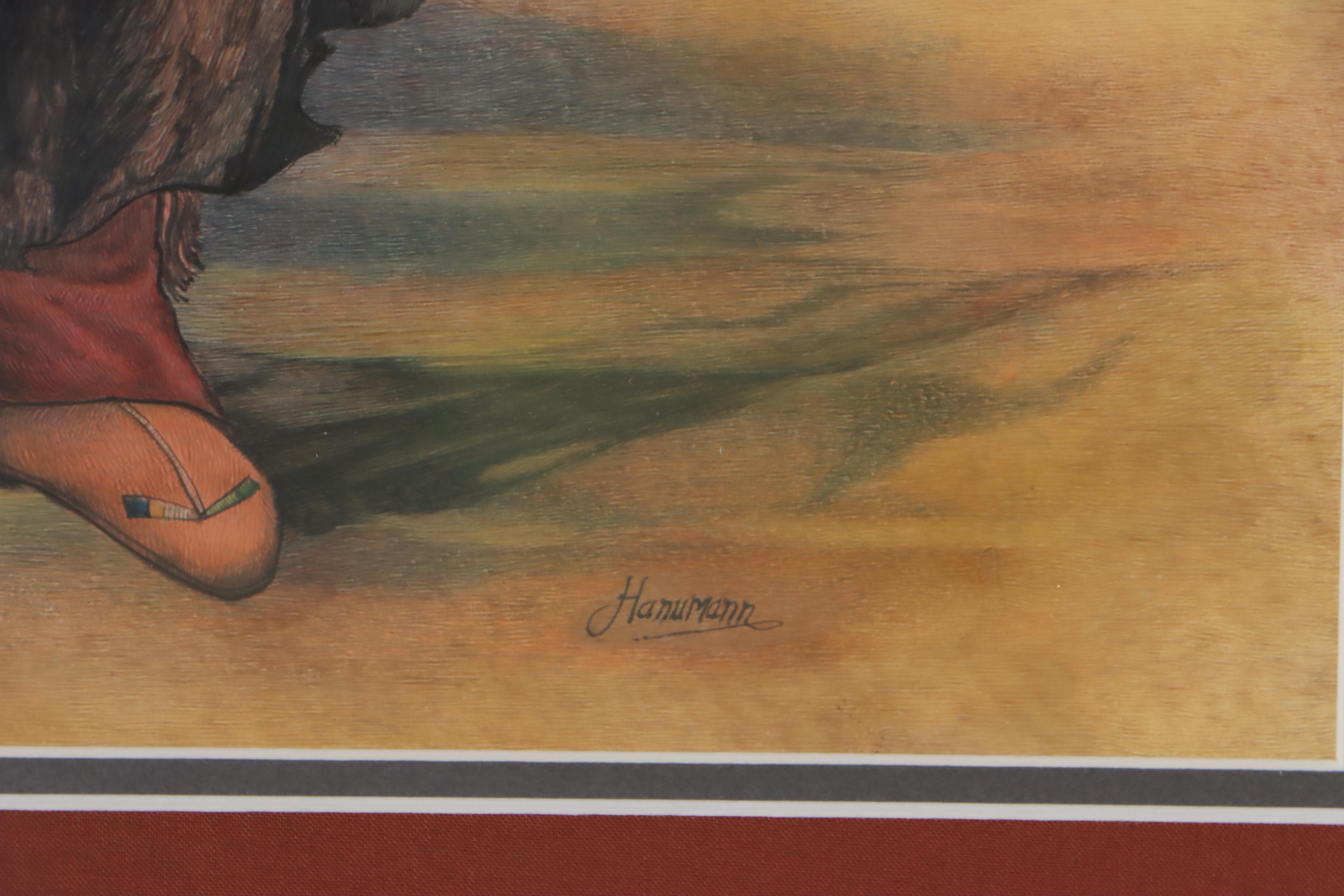 Watercolor and Ink Painting of Native American