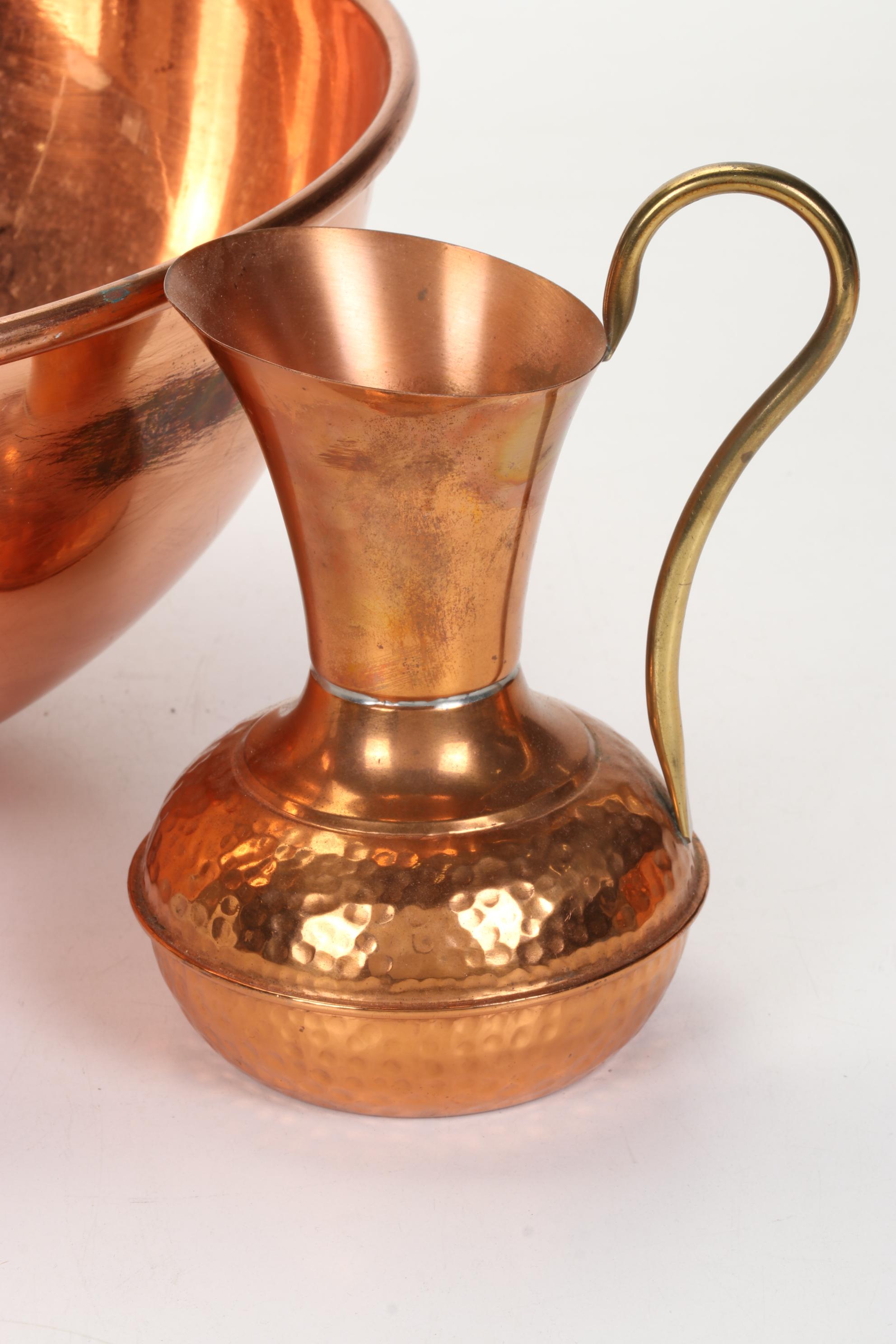 Ethan Allen Hammered Copper Pitcher and Other Copper Kitchenware