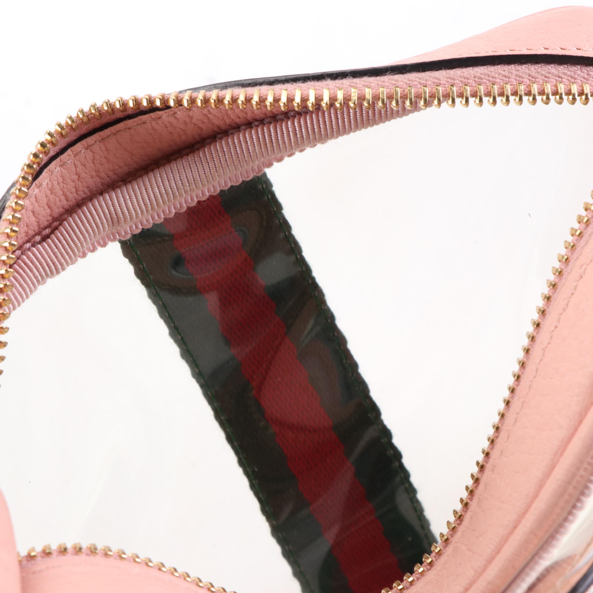 Gucci Ophidia Clear Crossbody with Pink Leather Trim