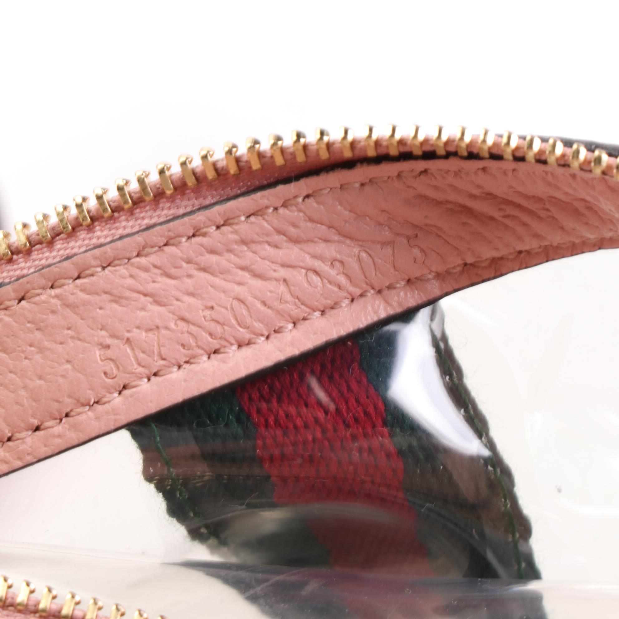 Gucci Ophidia Clear Crossbody with Pink Leather Trim