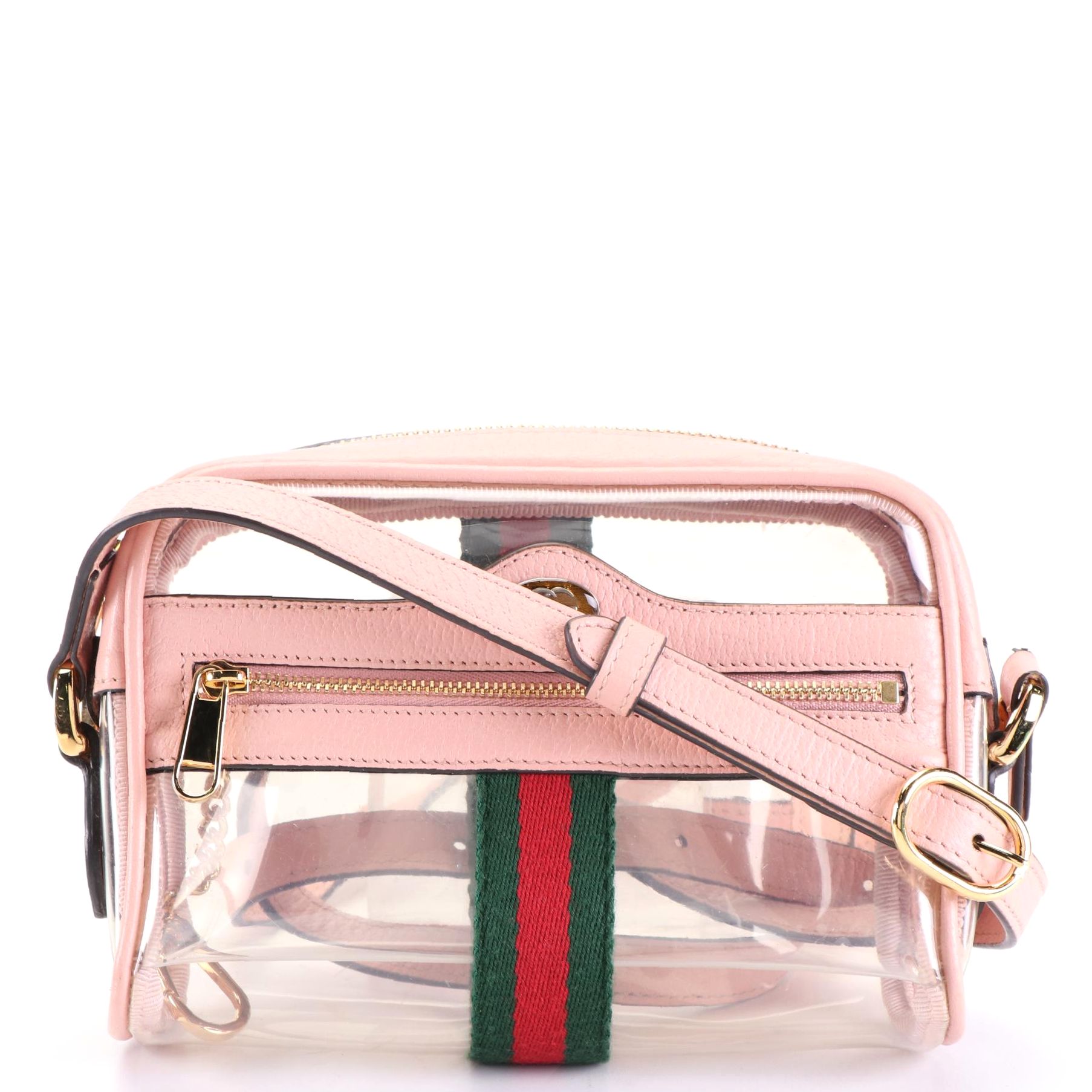 Gucci Ophidia Clear Crossbody with Pink Leather Trim