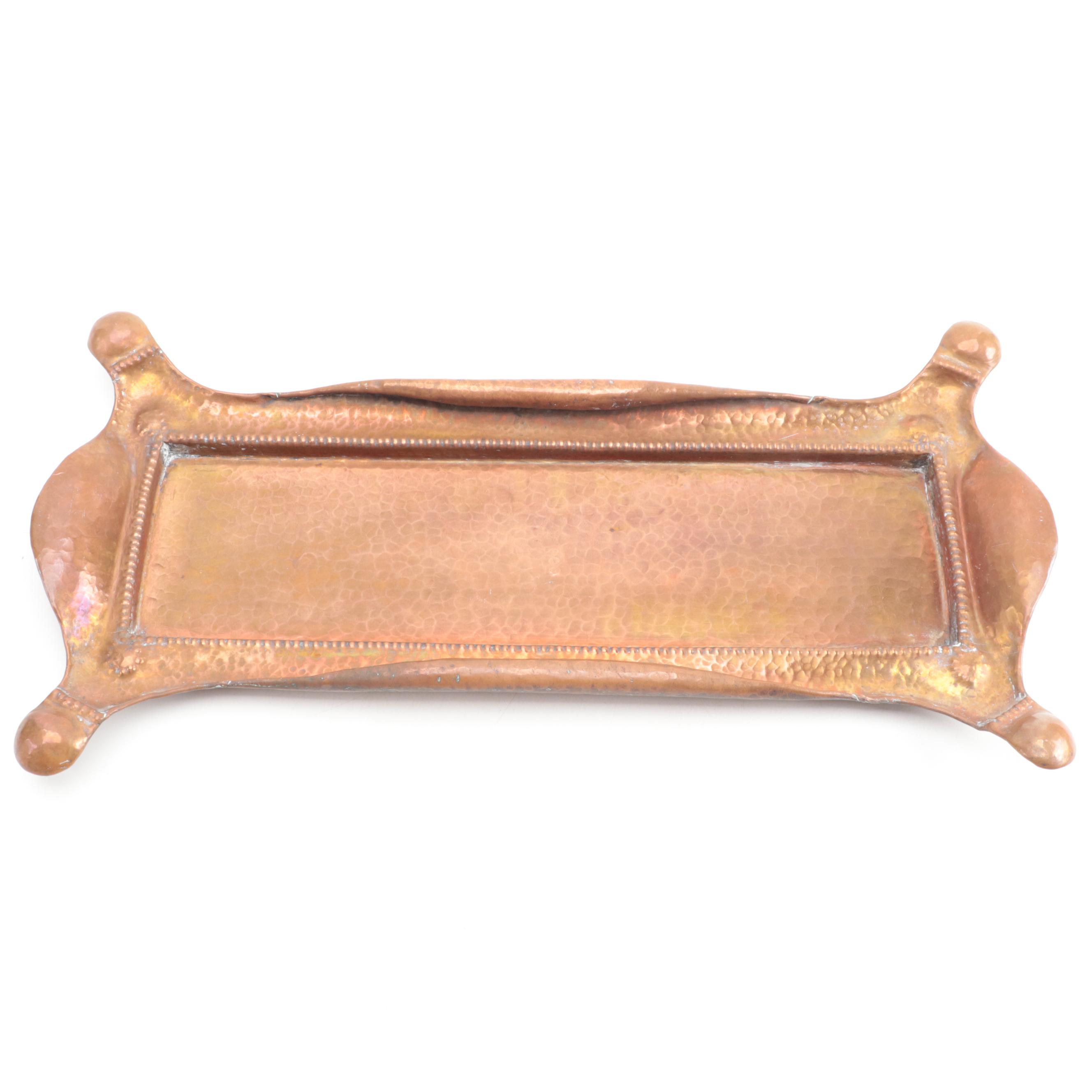 Arts and Crafts Hammered and Rolled Copper Tray