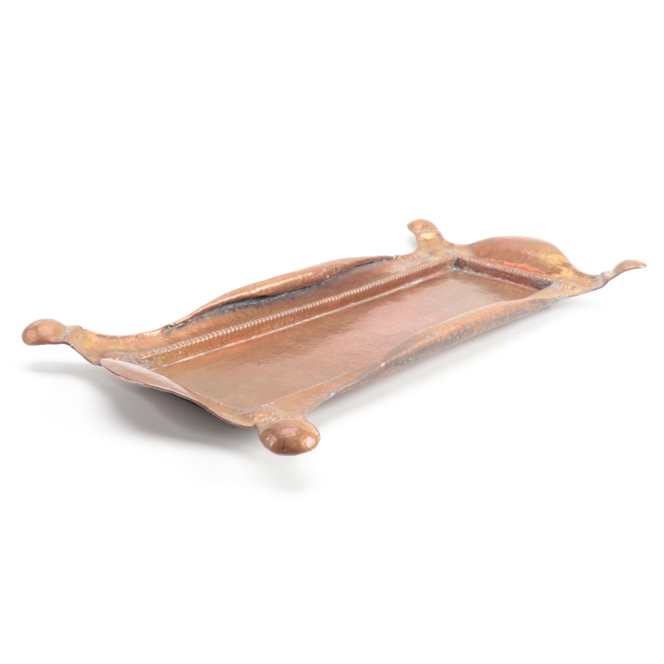 Arts and Crafts Hammered and Rolled Copper Tray