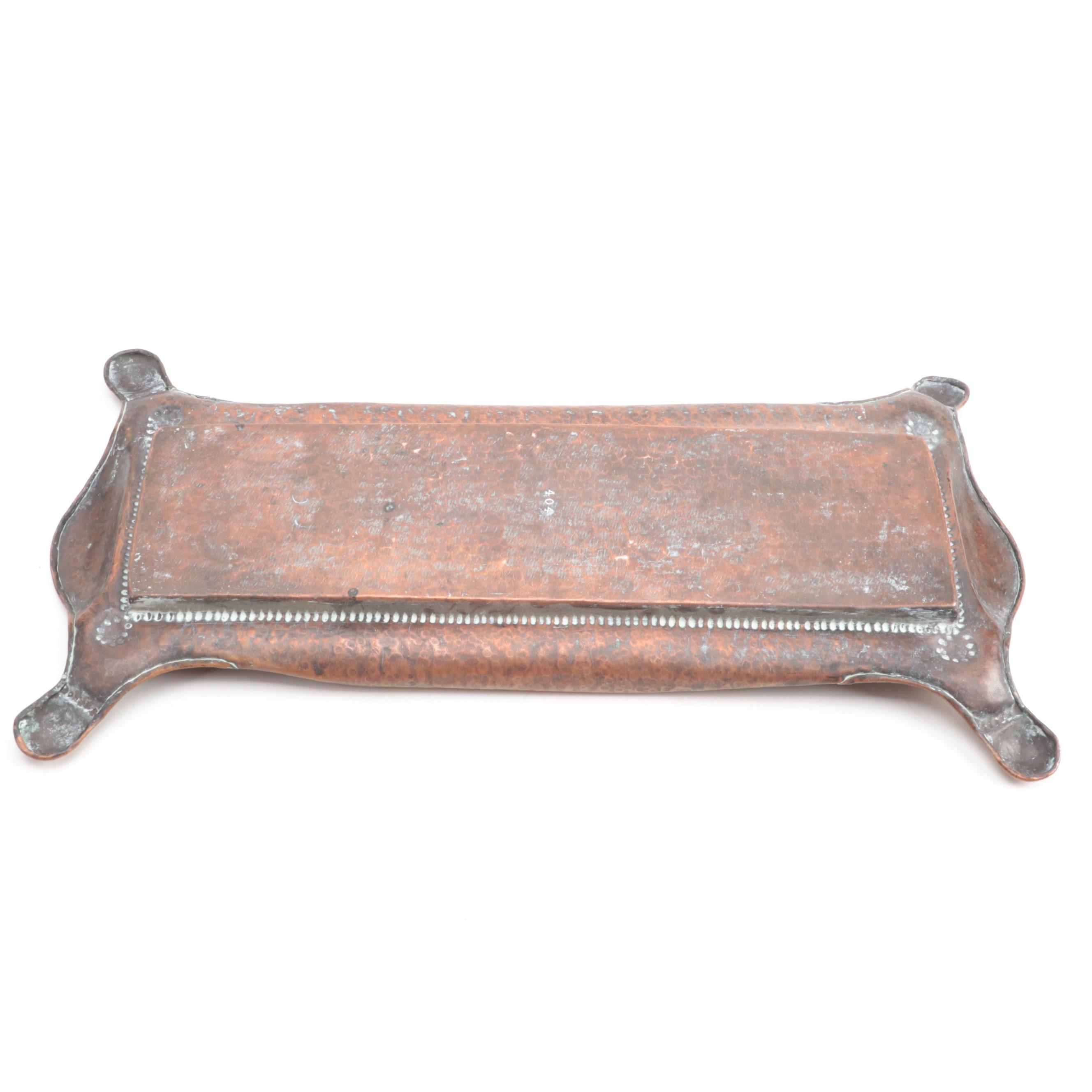 Arts and Crafts Hammered and Rolled Copper Tray