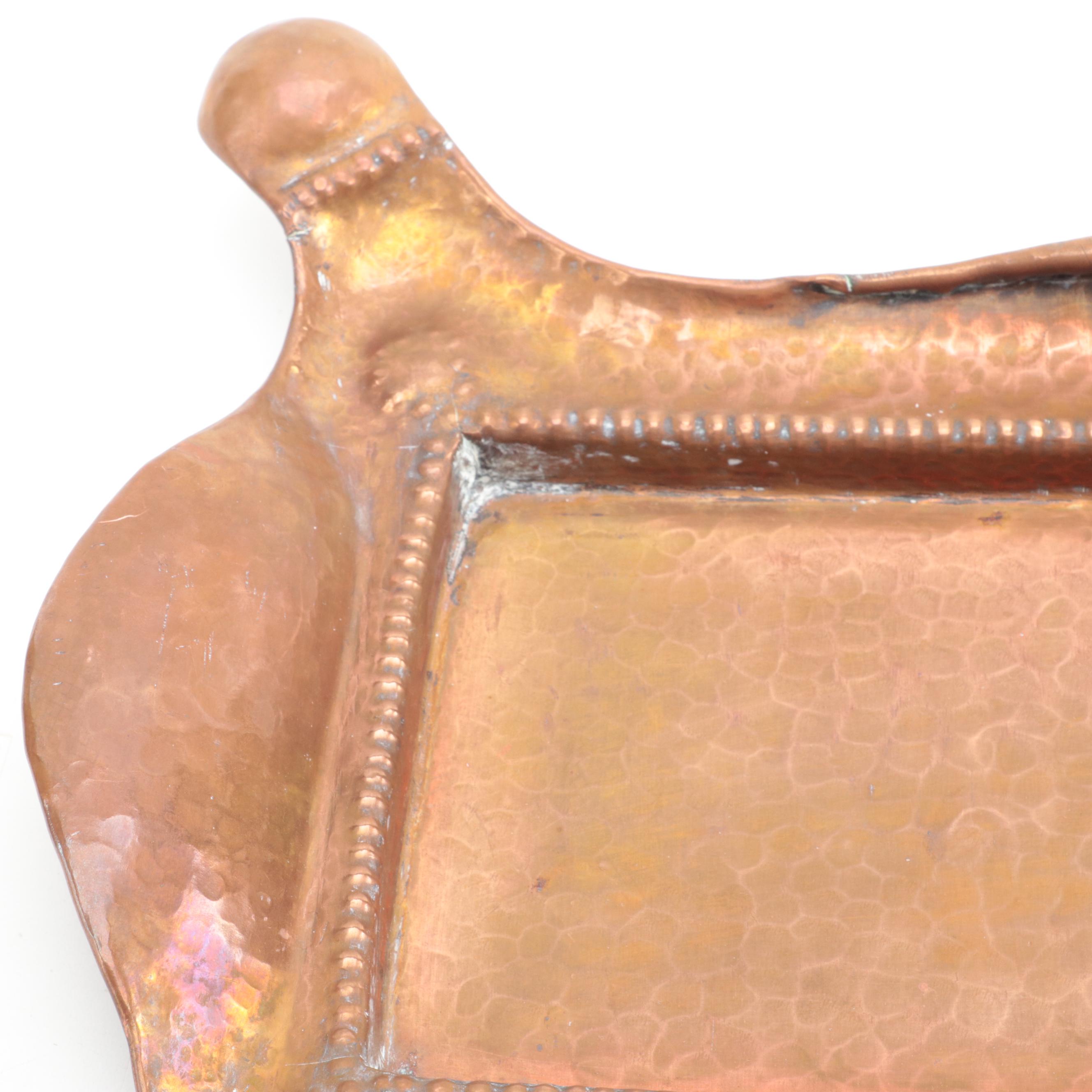 Arts and Crafts Hammered and Rolled Copper Tray