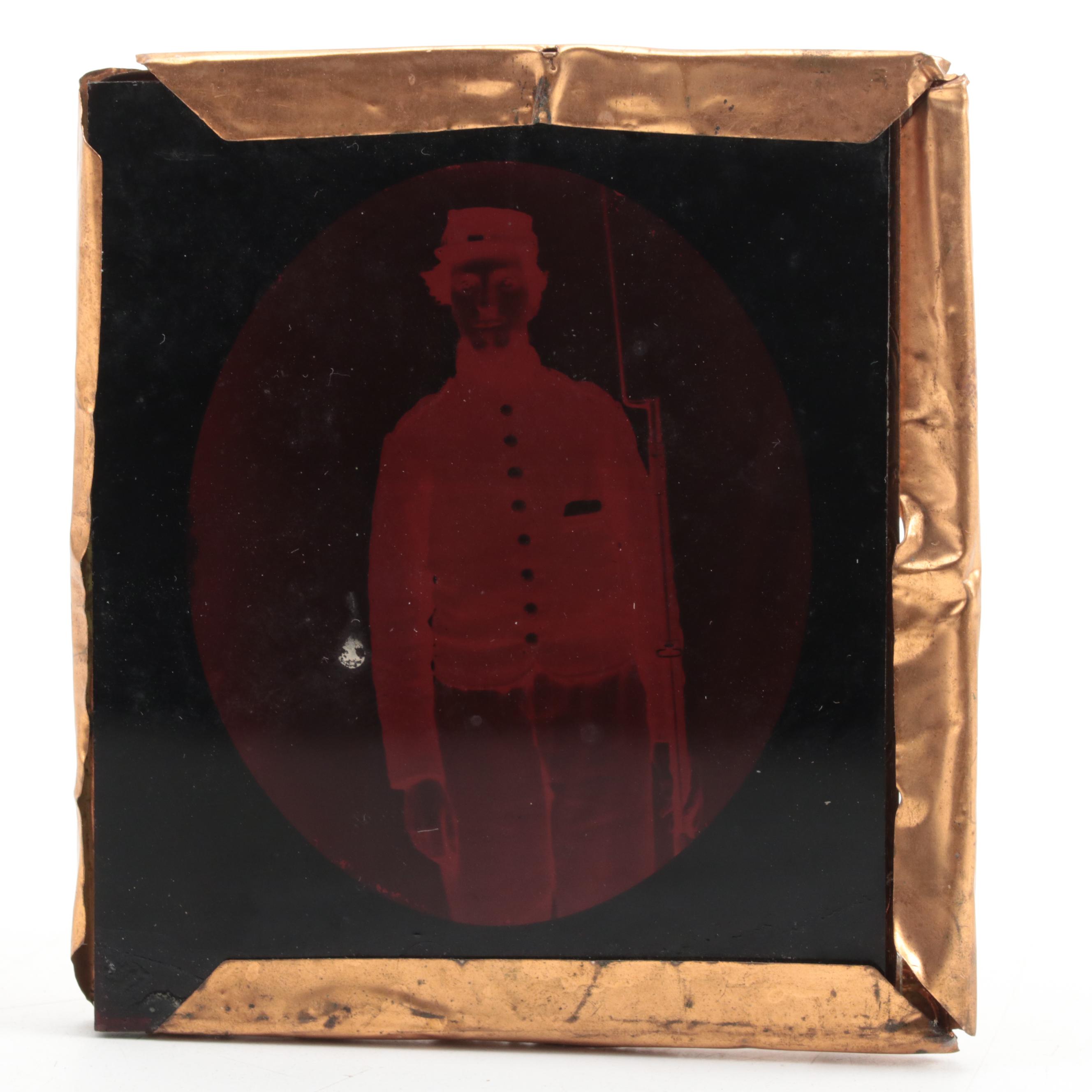 Civil War Era Ambrotype of Union Soldier in Gilt Metal Frame