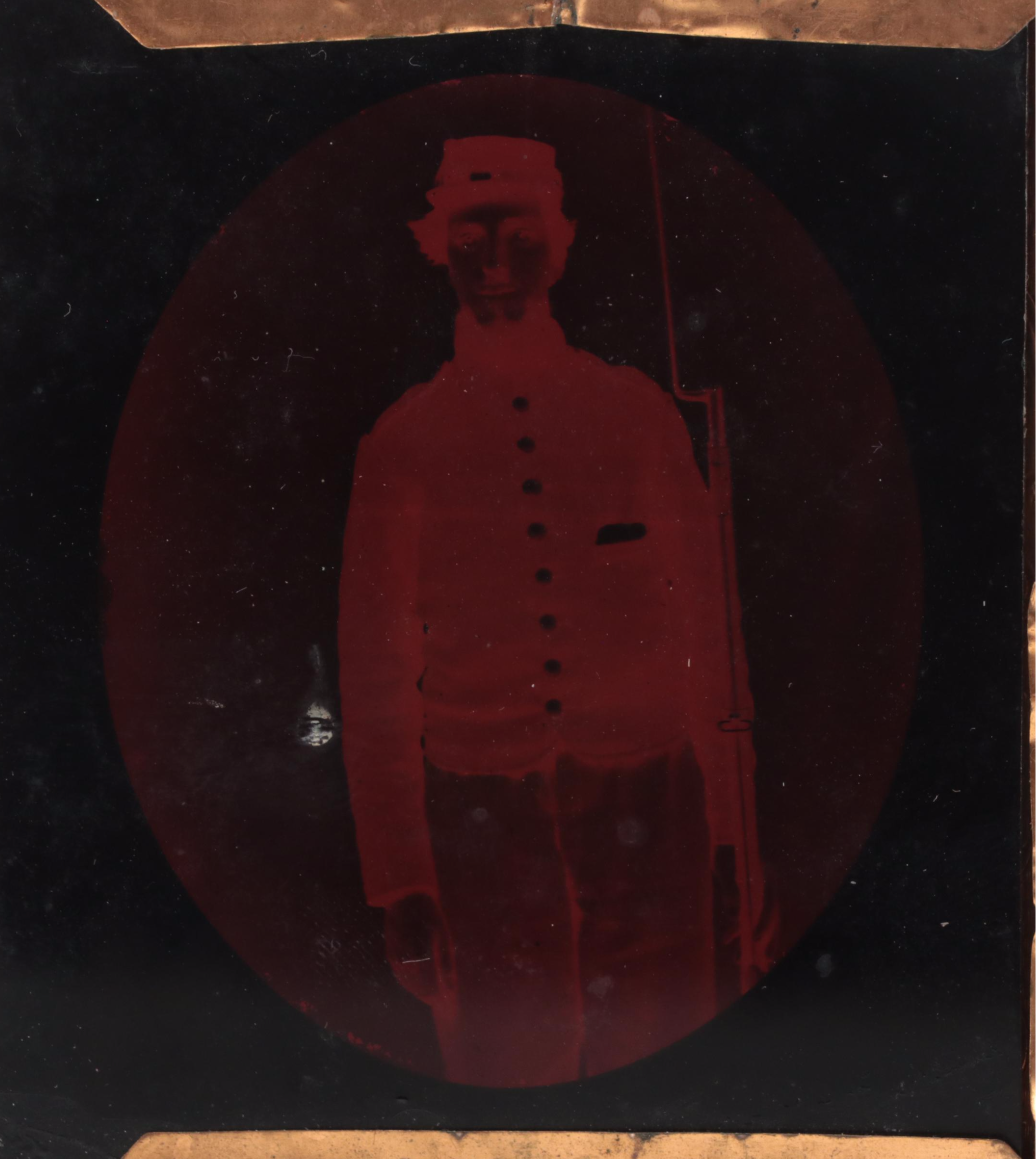 Civil War Era Ambrotype of Union Soldier in Gilt Metal Frame