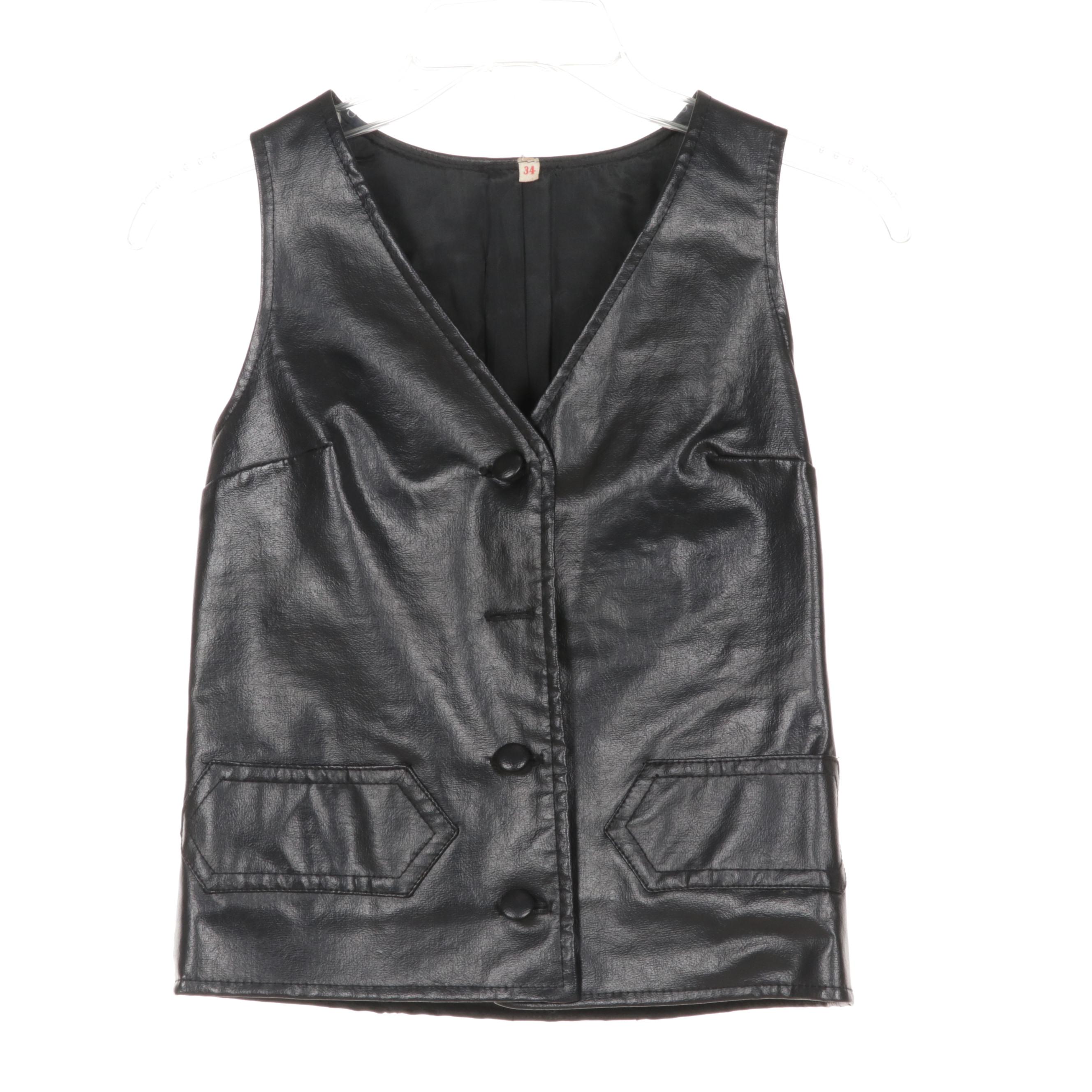 Black Faux Leather Vest and Skirt Set