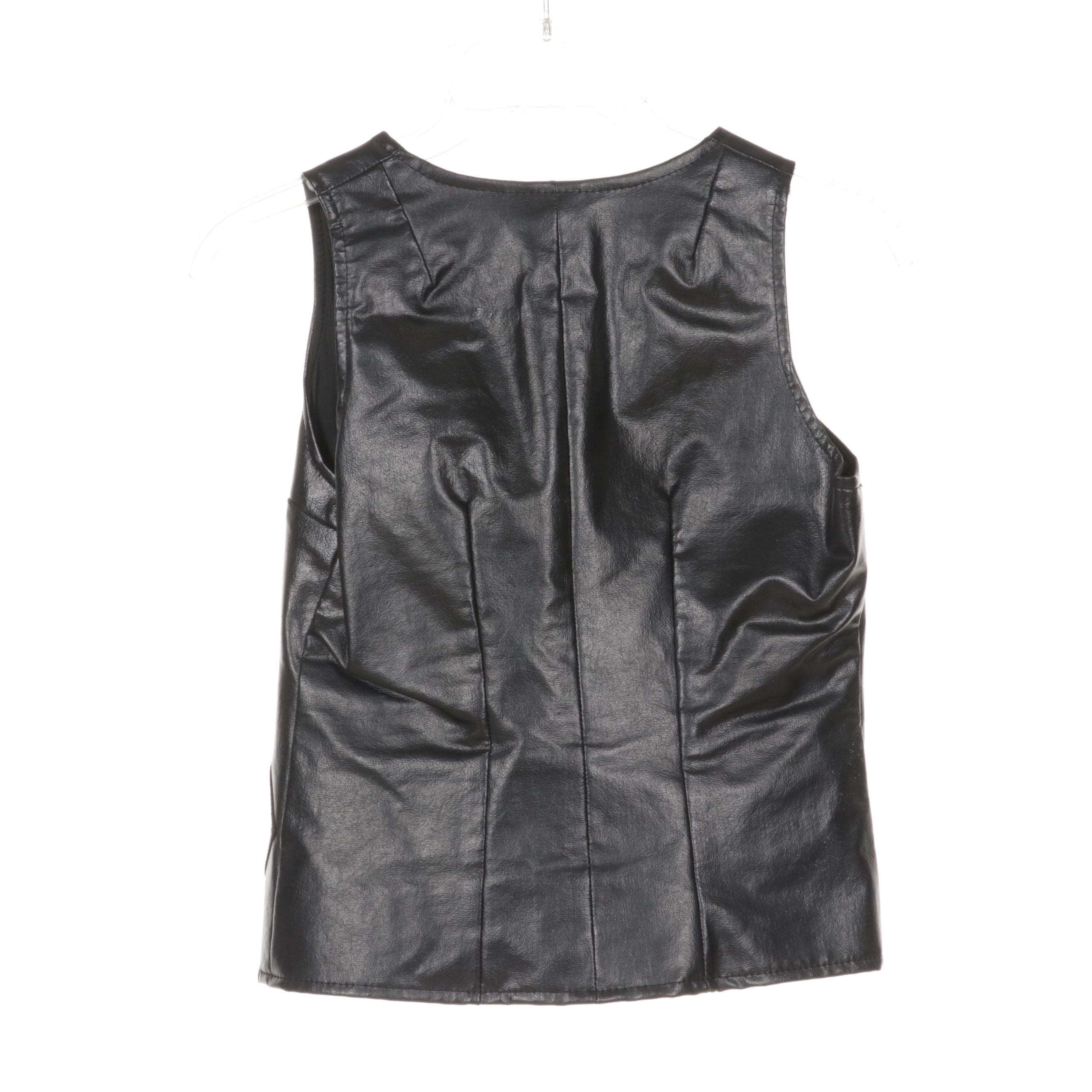 Black Faux Leather Vest and Skirt Set