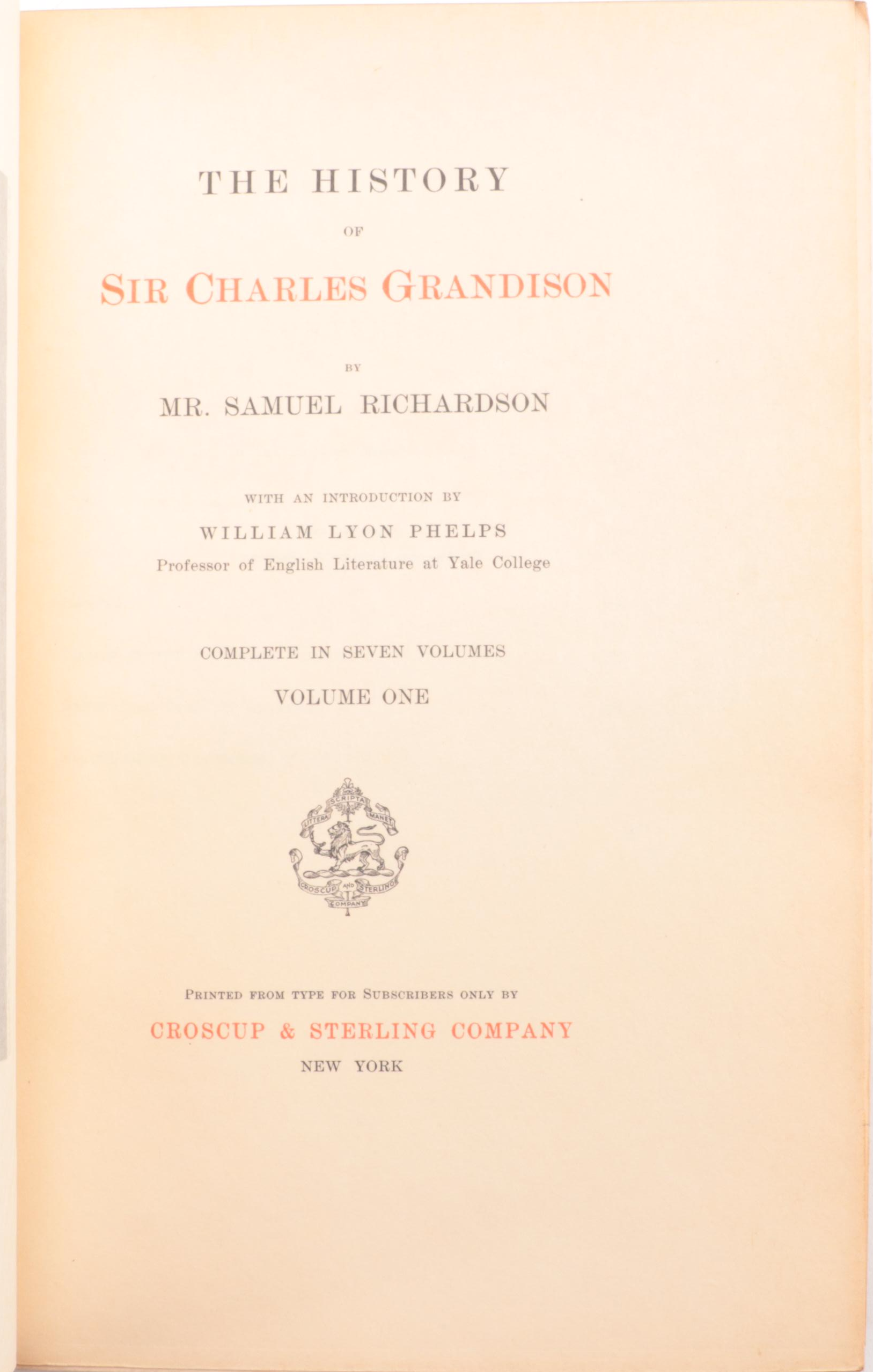 Edition de Bibliophile "The Novels of Samuel Richardson" Complete Set, 1901