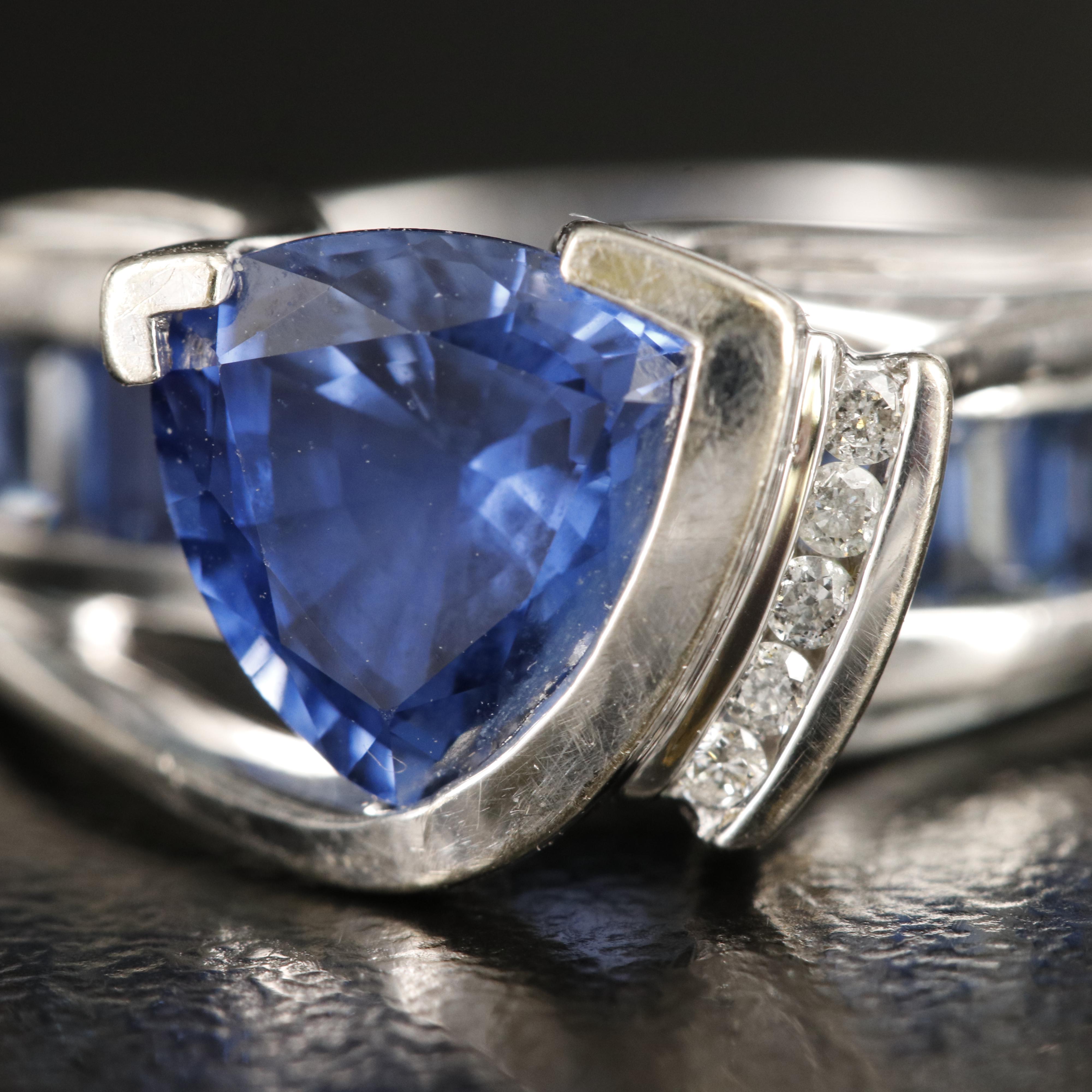 10K Sapphire and Diamond Ring