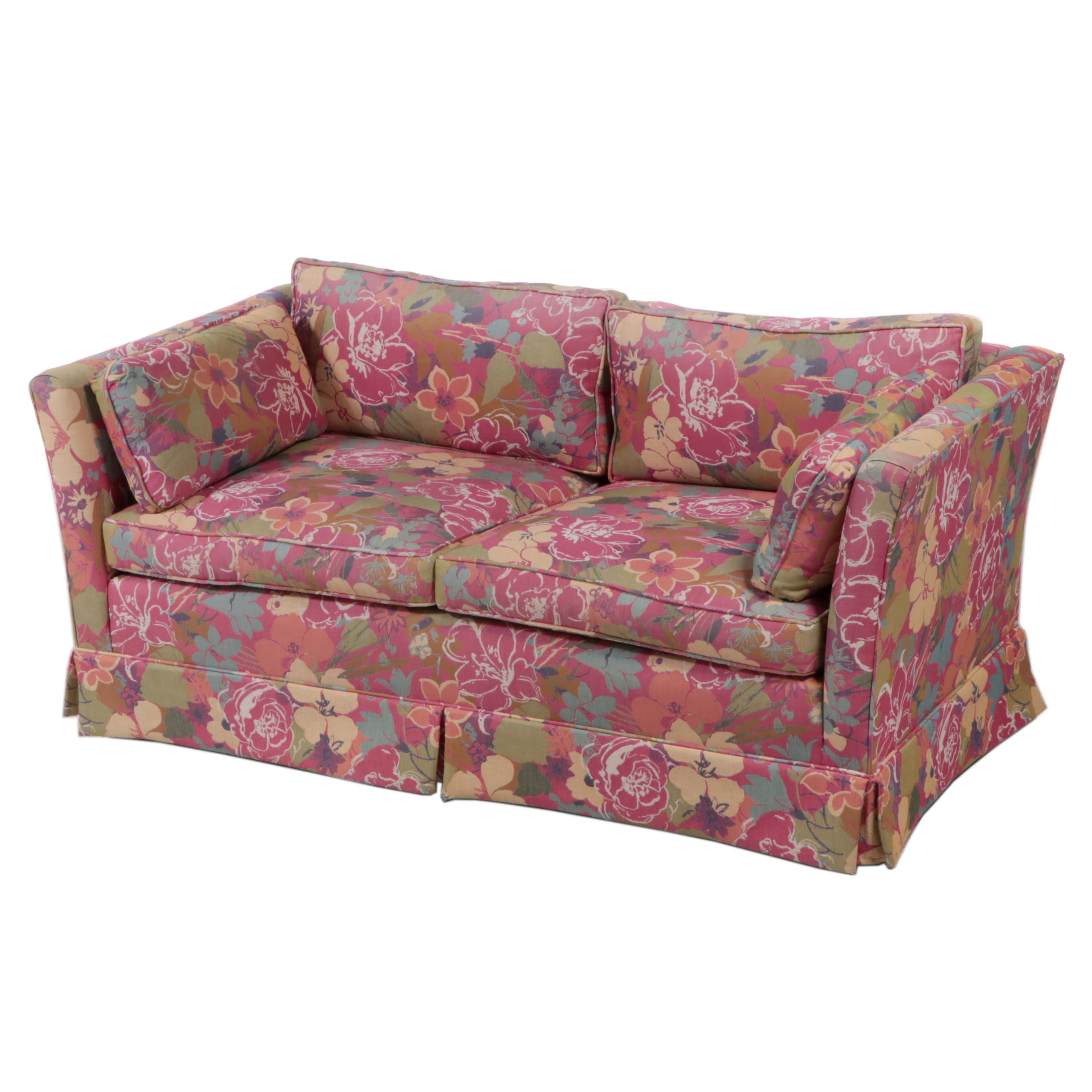 Boxed Loveseat in Woven Floral Pattern, 1970s