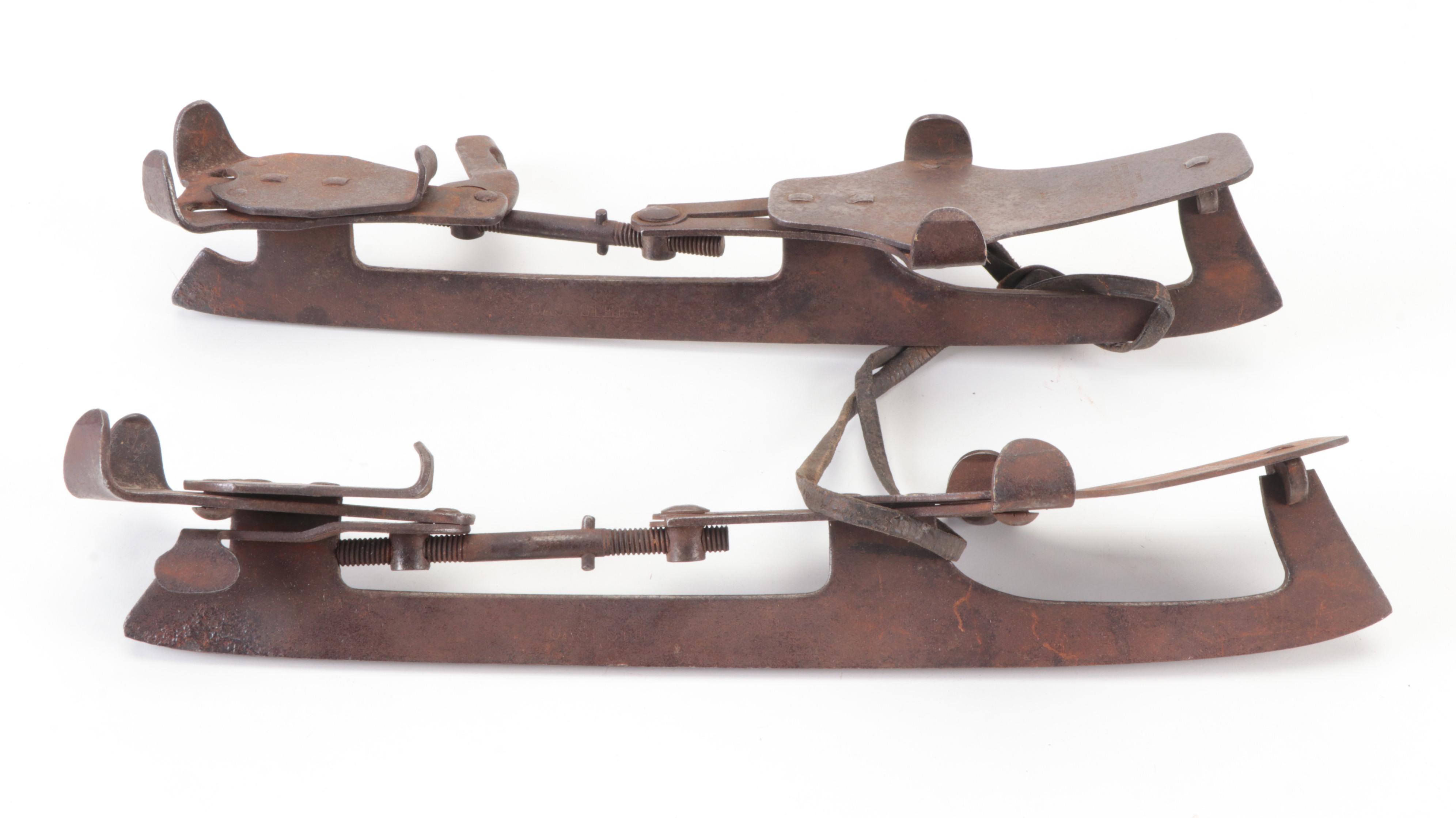 Union Hardware Co. Ice Skates and Other Pairs of Wood and Iron Ice Skates