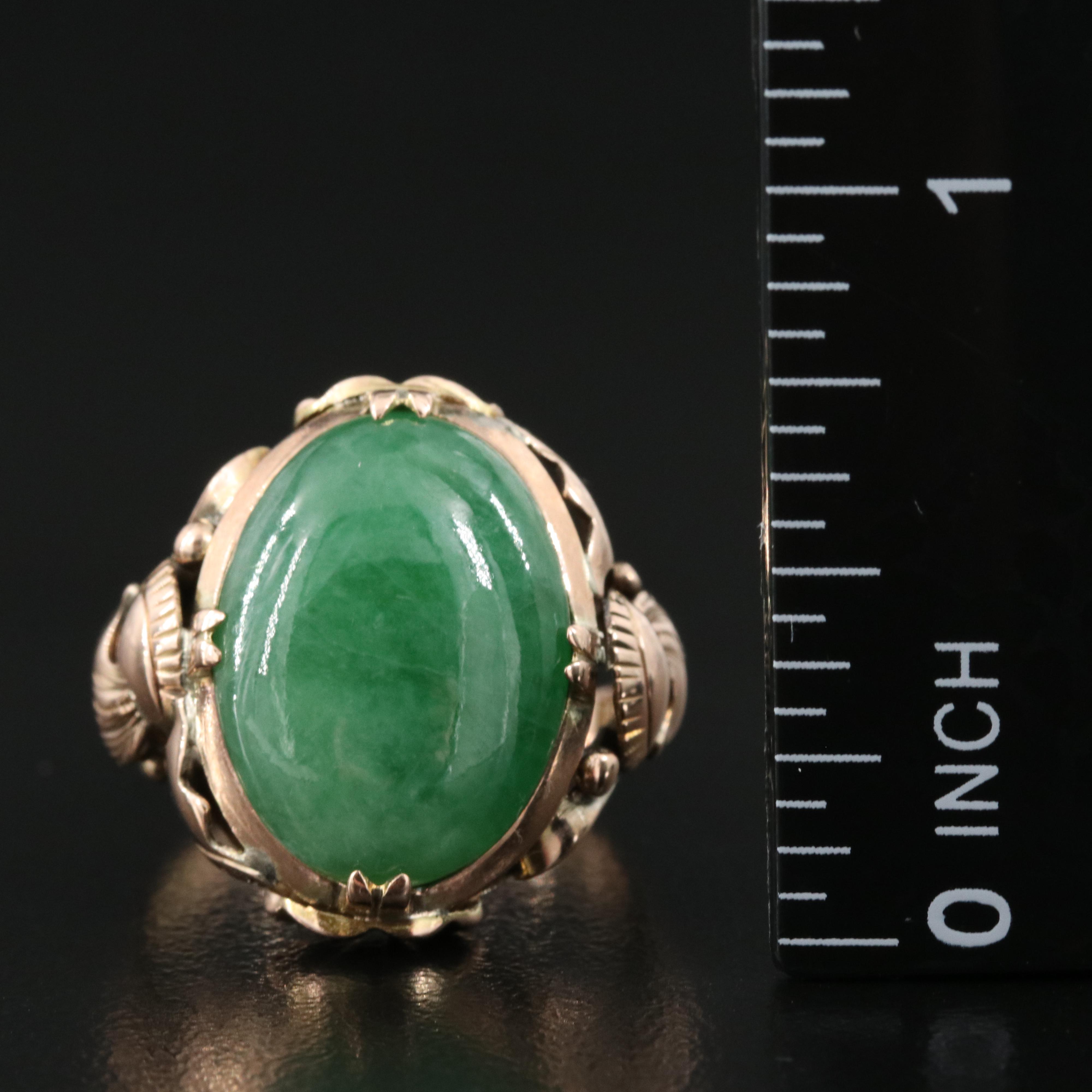 Vintage 14K Rose Gold Jadeite Ring