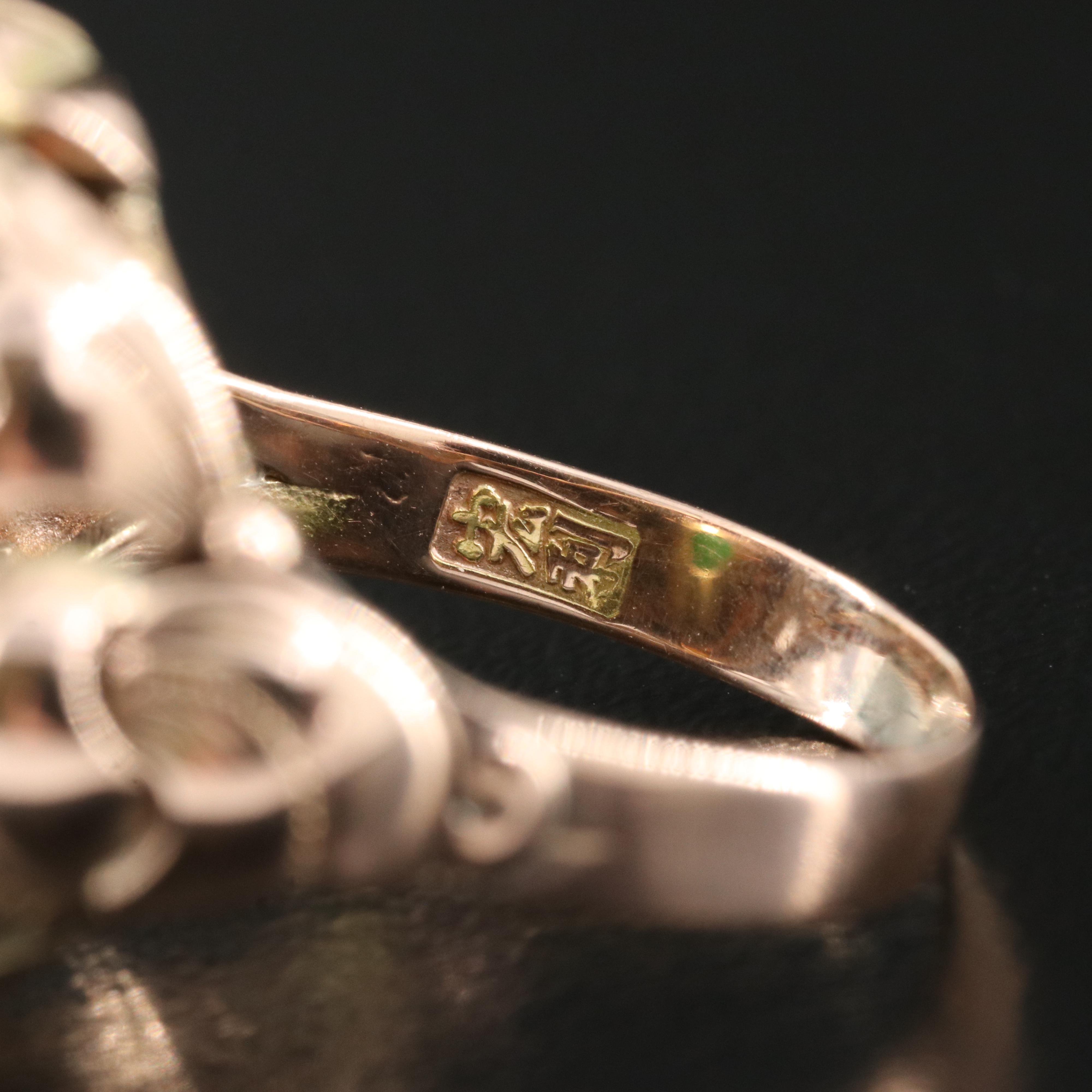 Vintage 14K Rose Gold Jadeite Ring