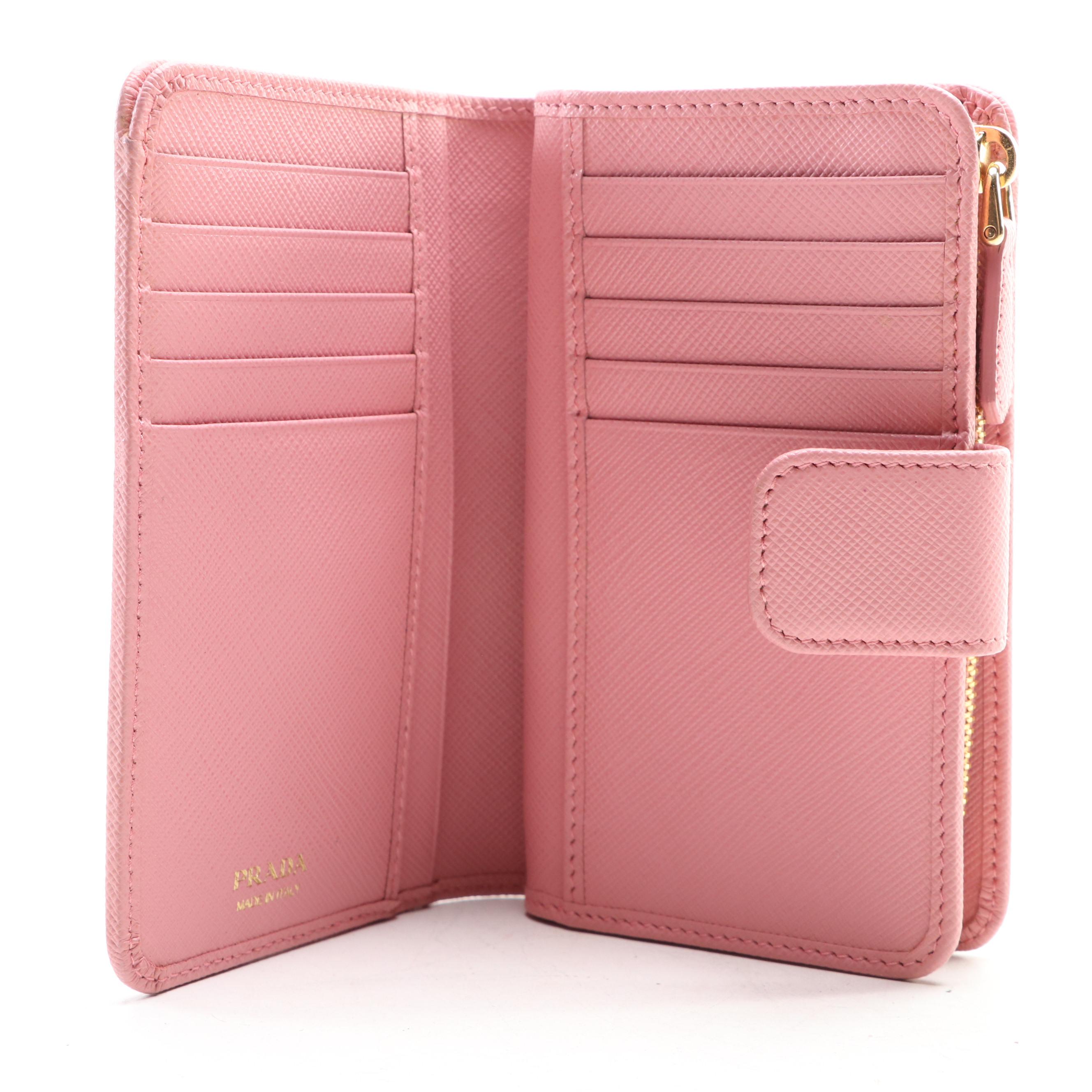 Prada Small Wallet in Pink Saffiano Leather