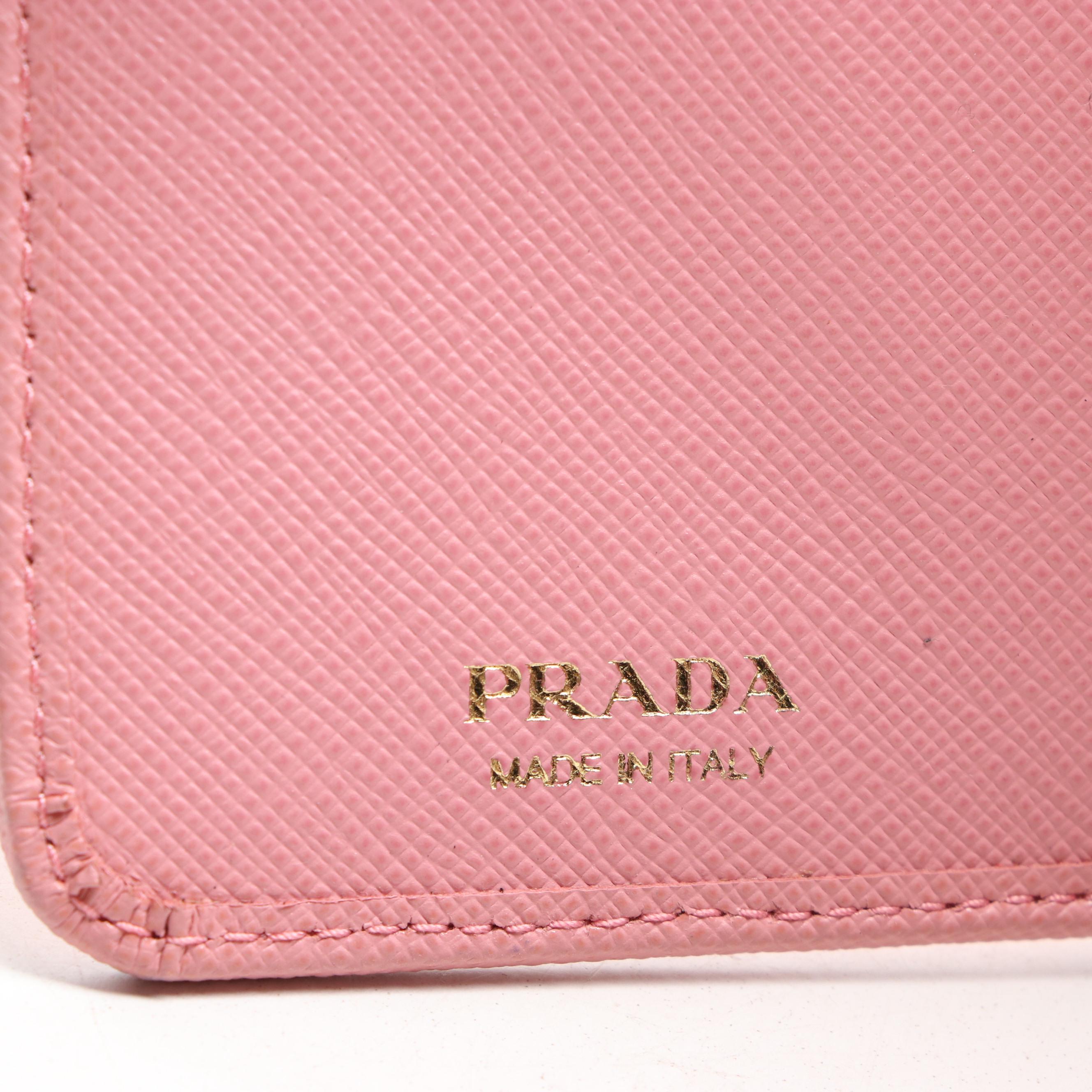 Prada Small Wallet in Pink Saffiano Leather