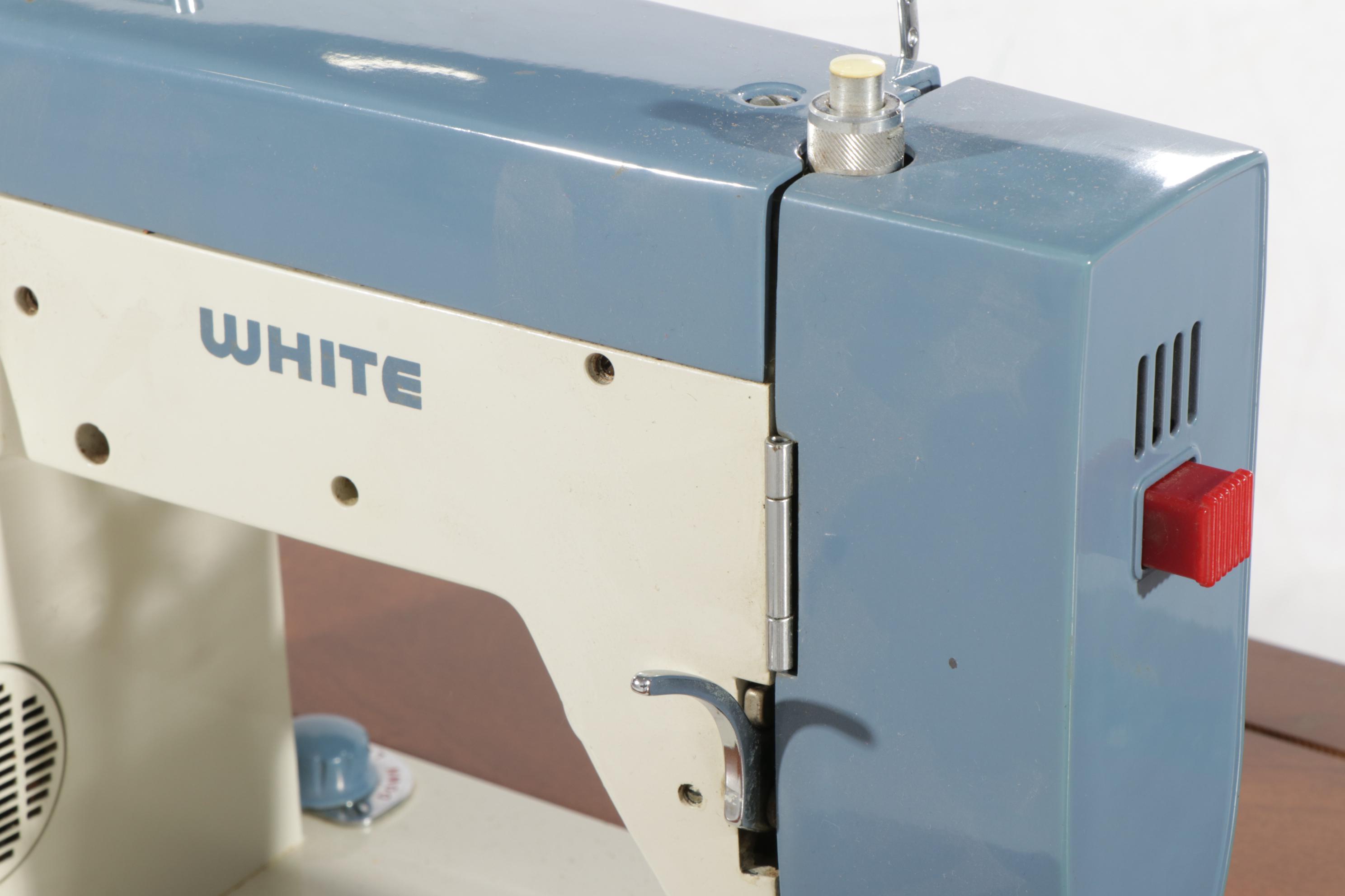 White "Zigzag" Model 167 Sewing Machine in Four-Drawer Cabinet, Mid-20th Century