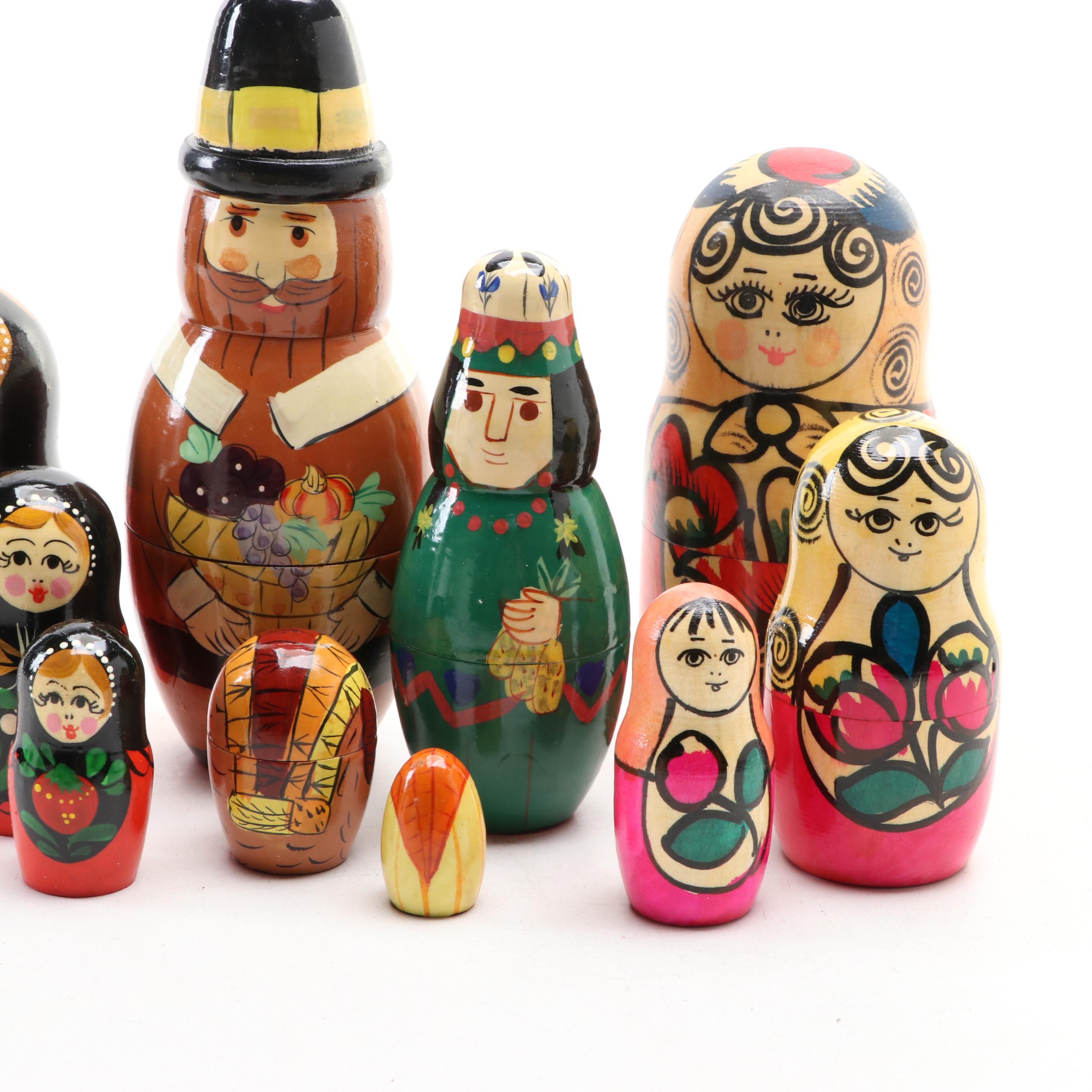 Russian and Other Hand-Painted Wooden Matryoshka Dolls