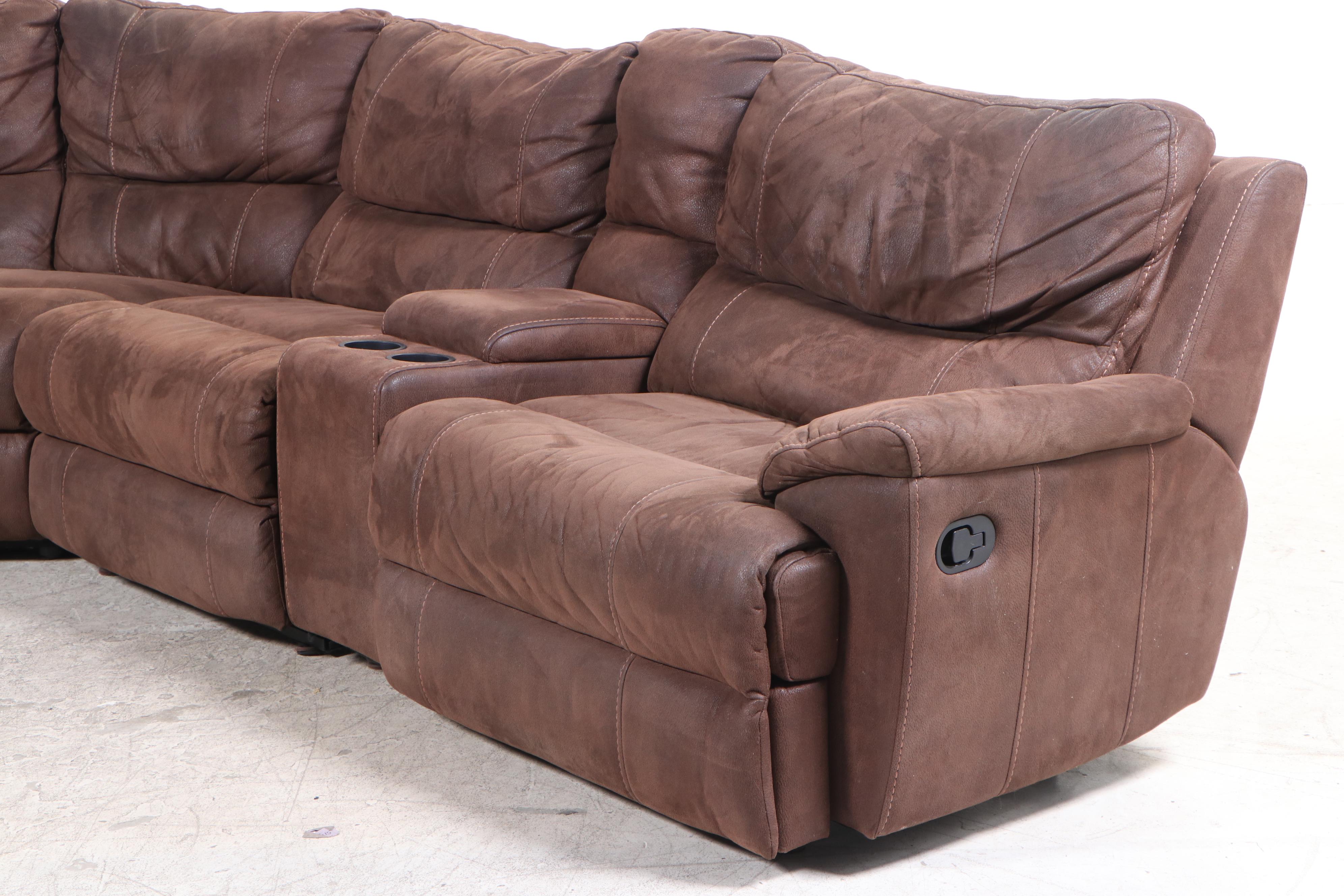 Six-Piece Man Wah Furniture Faux-Leather Triple-Reclining Sectional Sofa