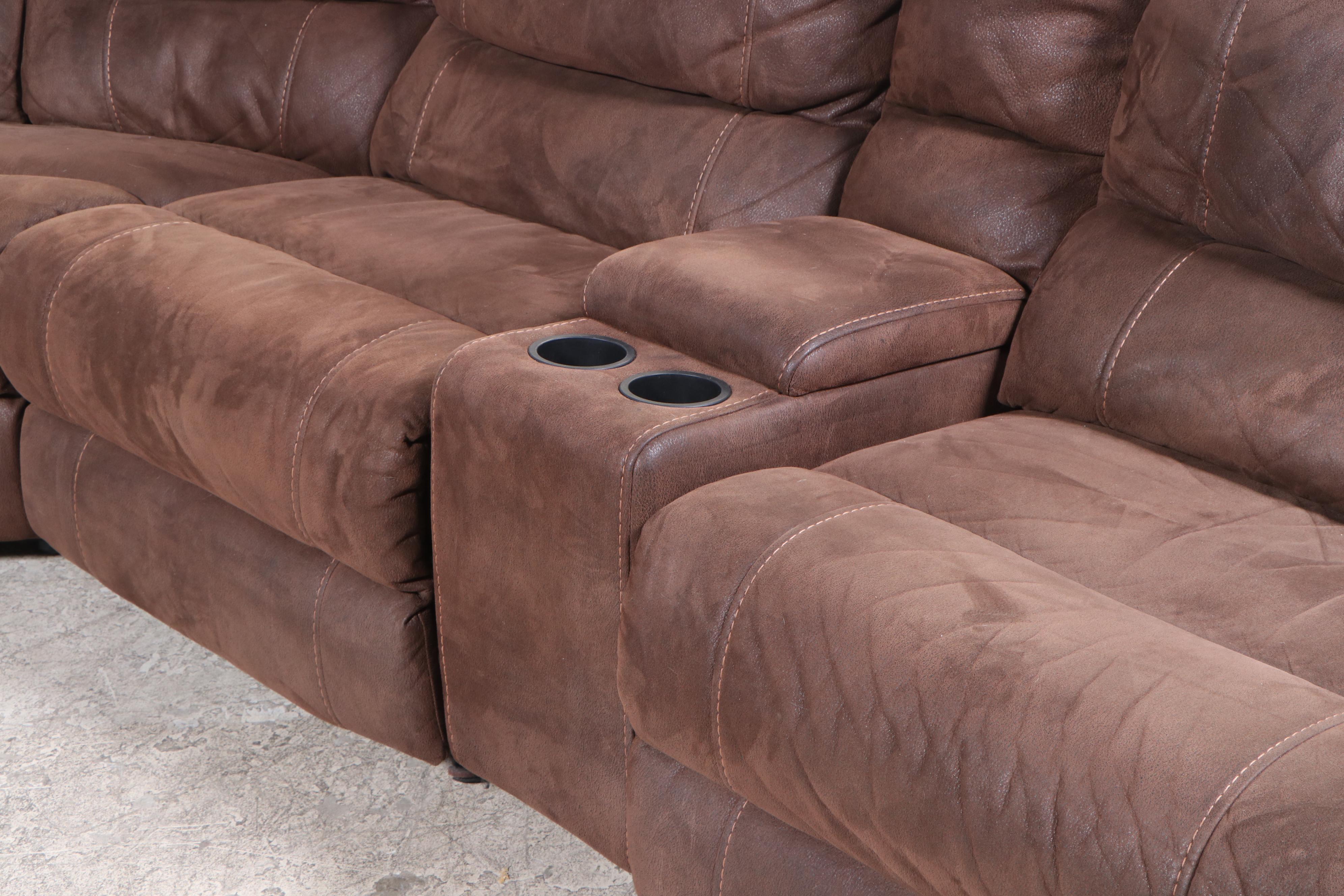 Six-Piece Man Wah Furniture Faux-Leather Triple-Reclining Sectional Sofa