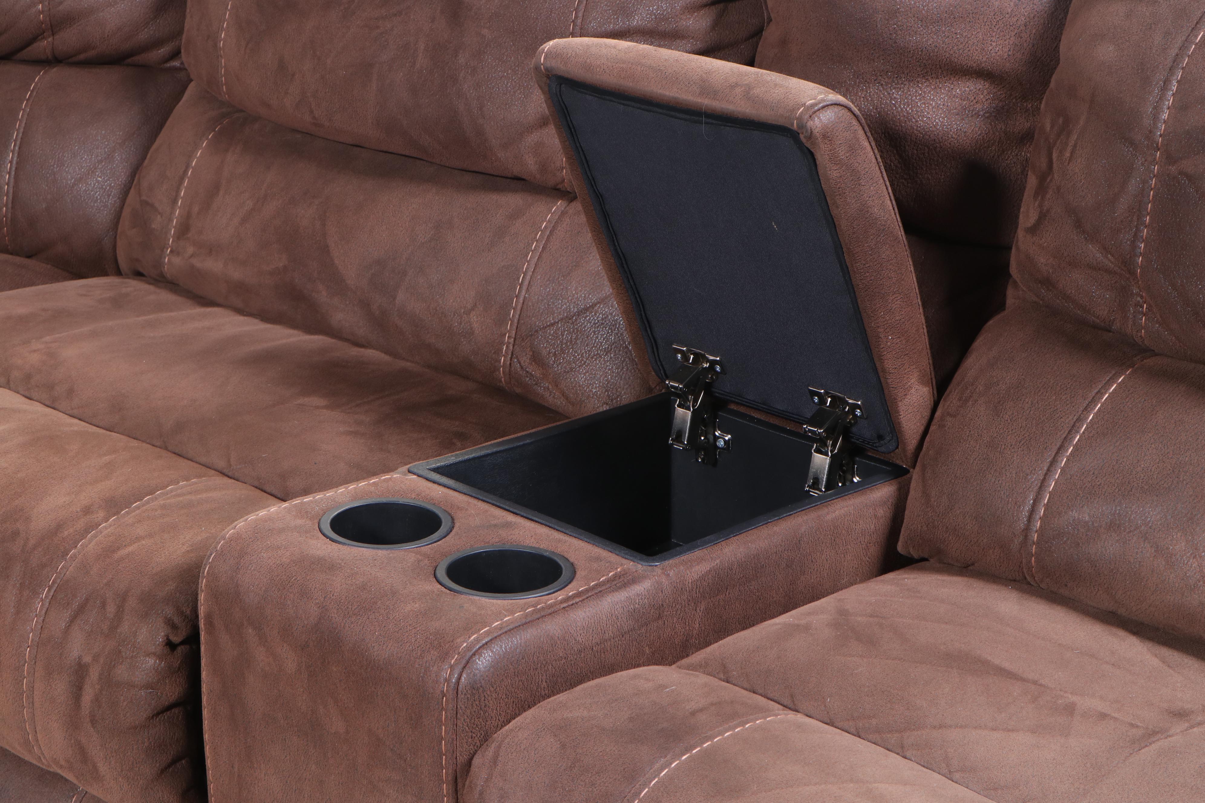 Six-Piece Man Wah Furniture Faux-Leather Triple-Reclining Sectional Sofa