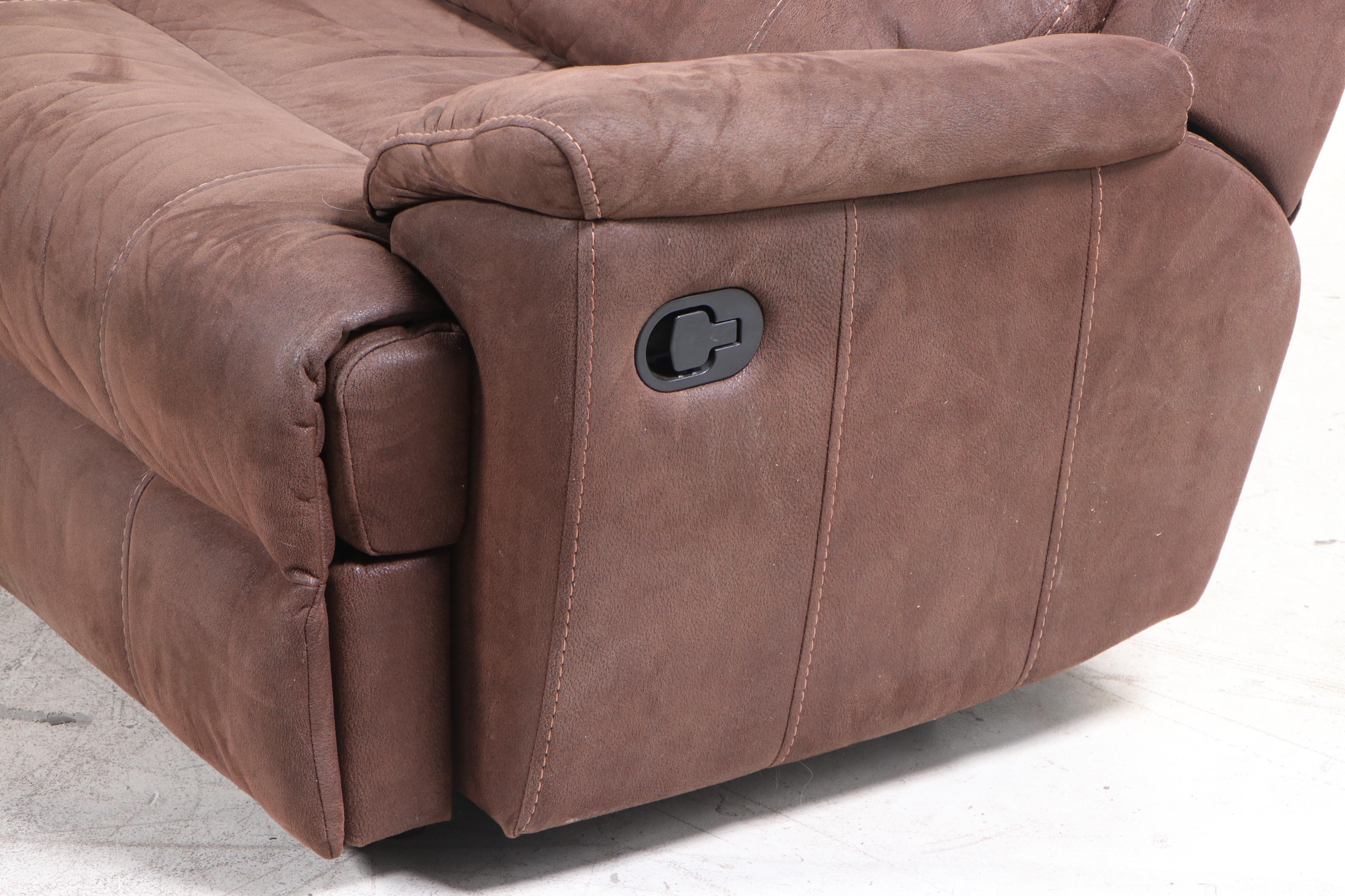 Six-Piece Man Wah Furniture Faux-Leather Triple-Reclining Sectional Sofa