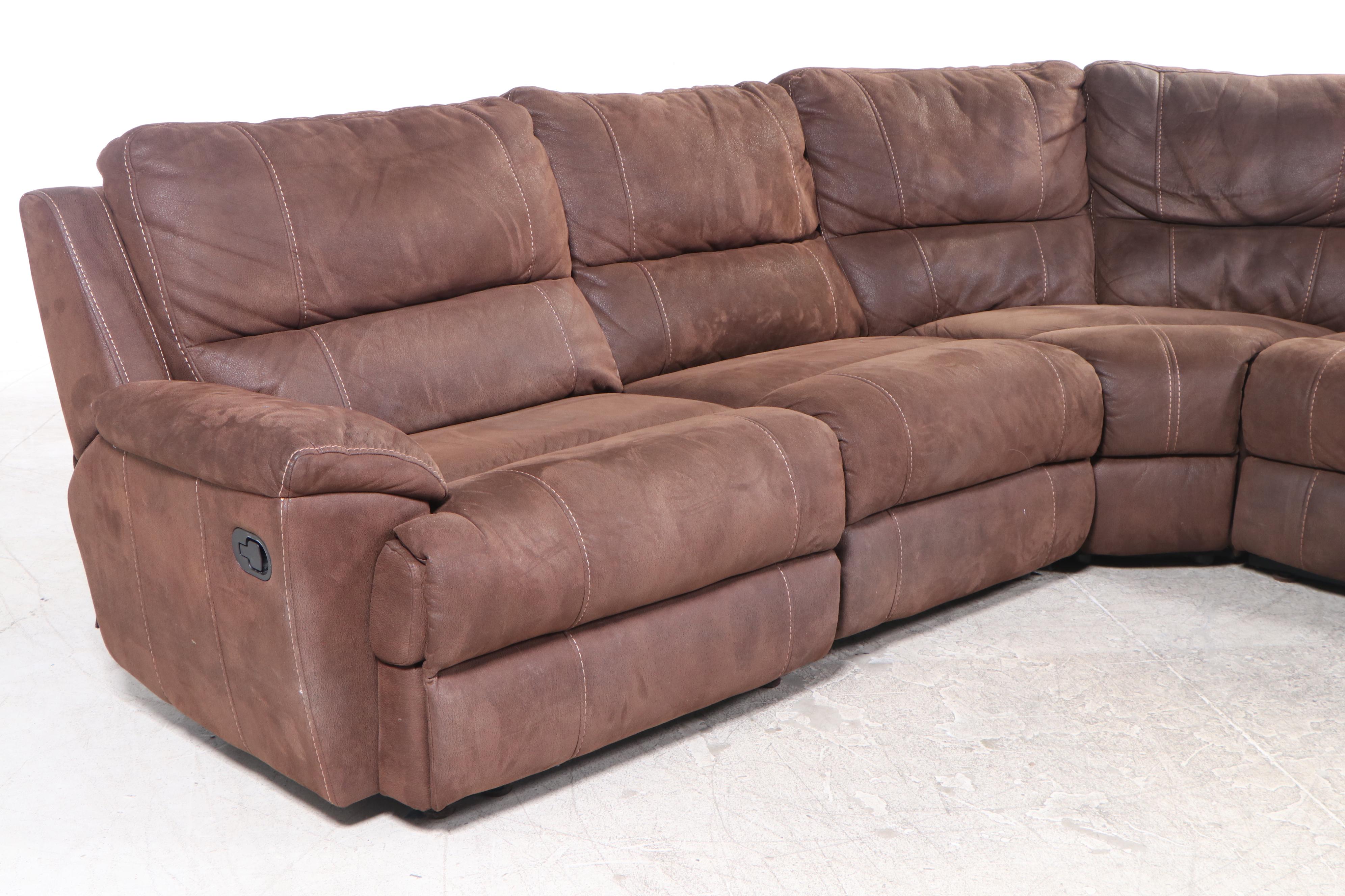 Six-Piece Man Wah Furniture Faux-Leather Triple-Reclining Sectional Sofa