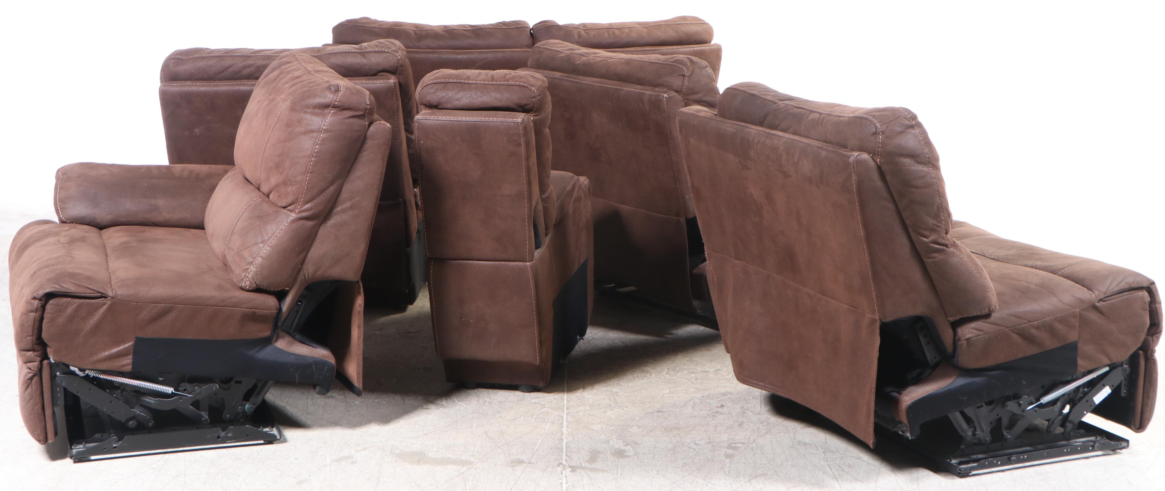 Six-Piece Man Wah Furniture Faux-Leather Triple-Reclining Sectional Sofa