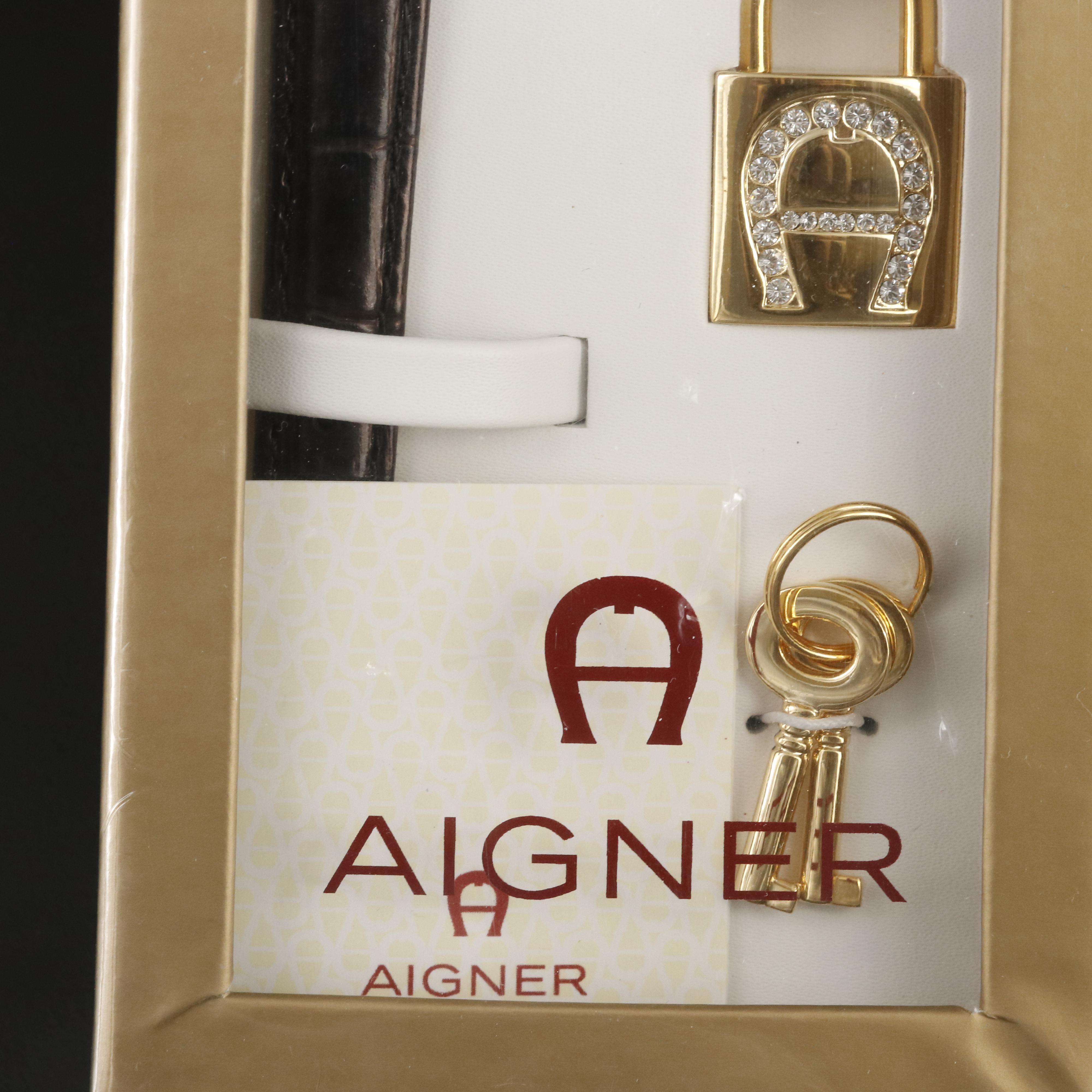 Aigner Amalfi Diamond Dial Horseshoe Design Watch and Gift Box Set
