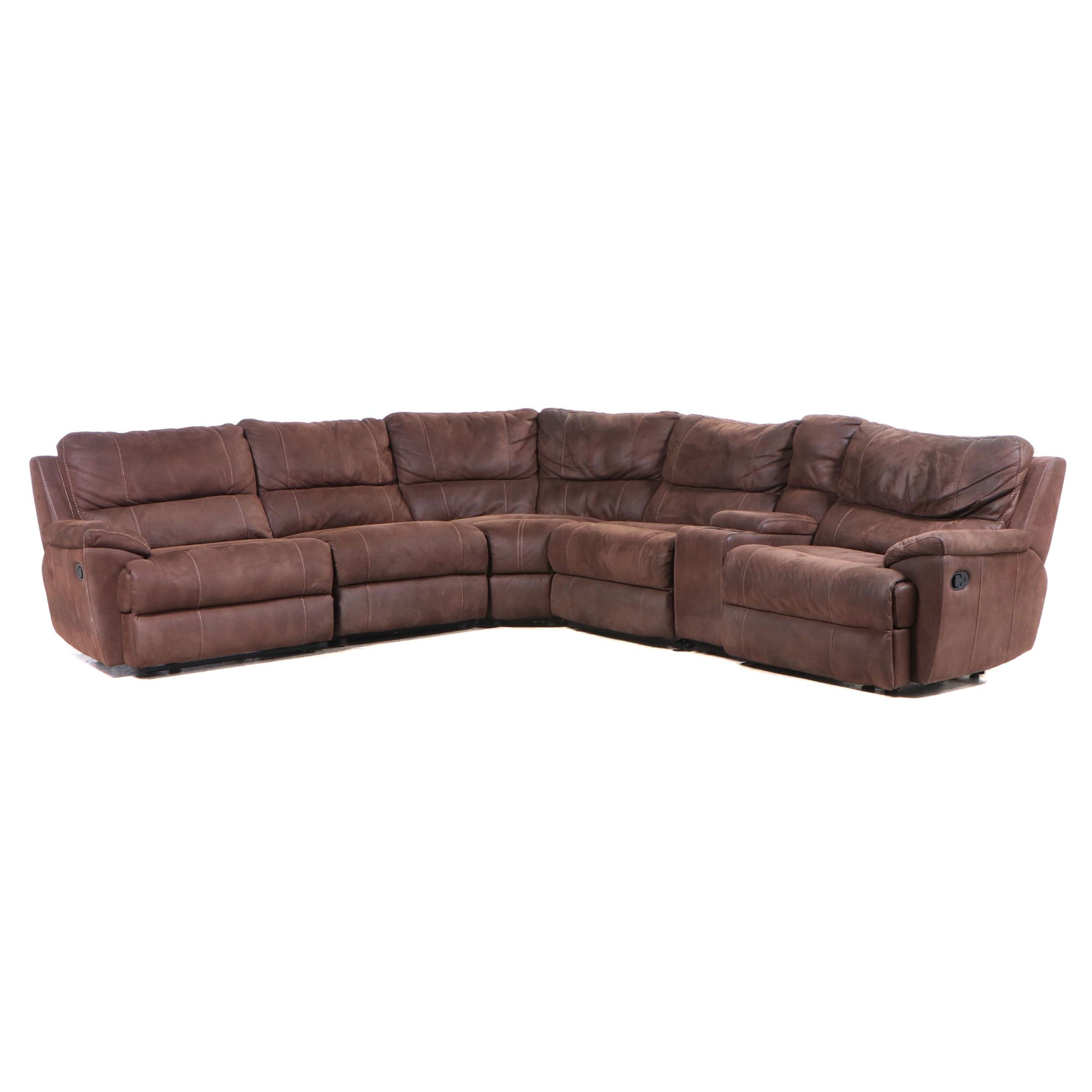 Six-Piece Man Wah Furniture Faux-Leather Triple-Reclining Sectional Sofa
