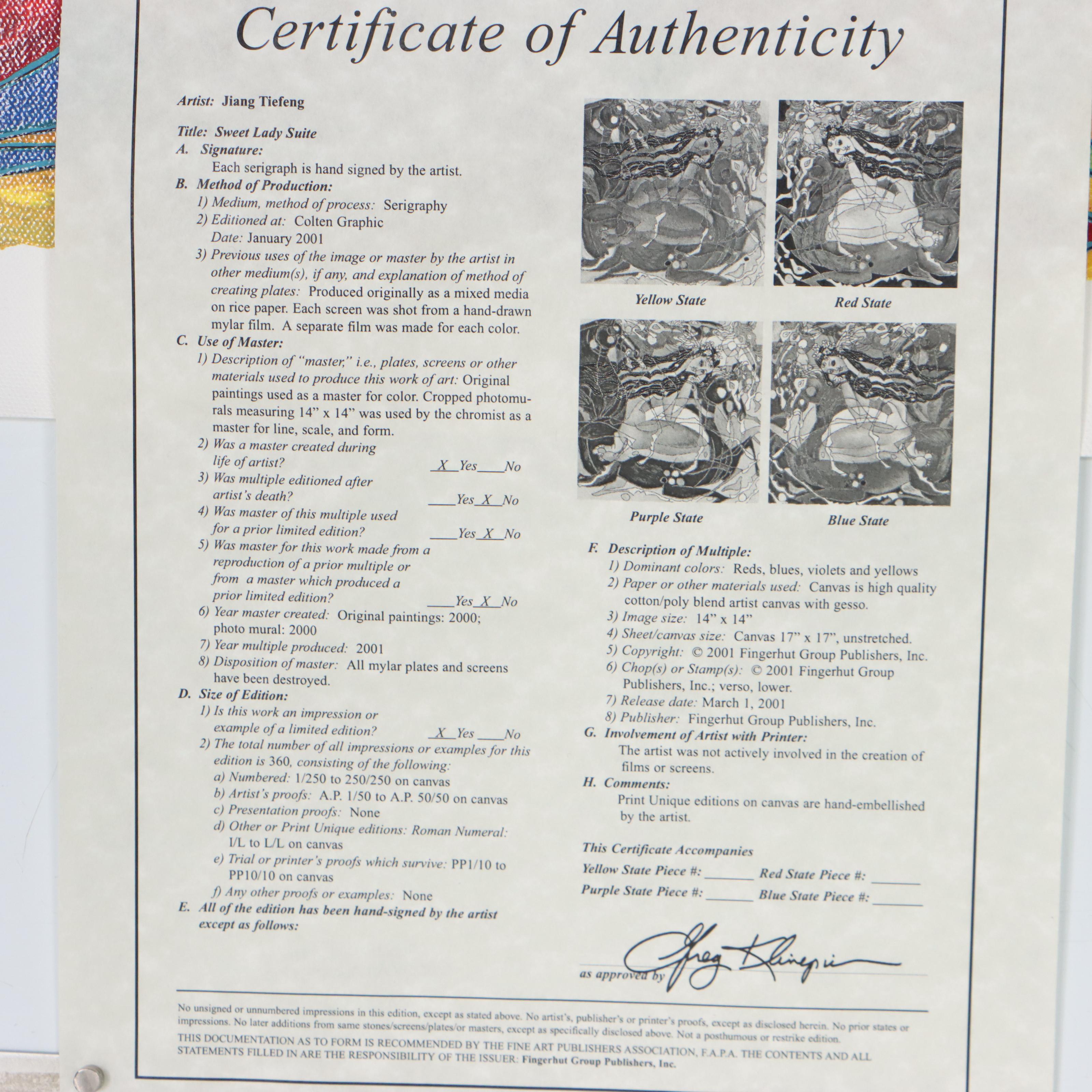 Jiang Tiefeng Serigraph "Yellow State," 2001