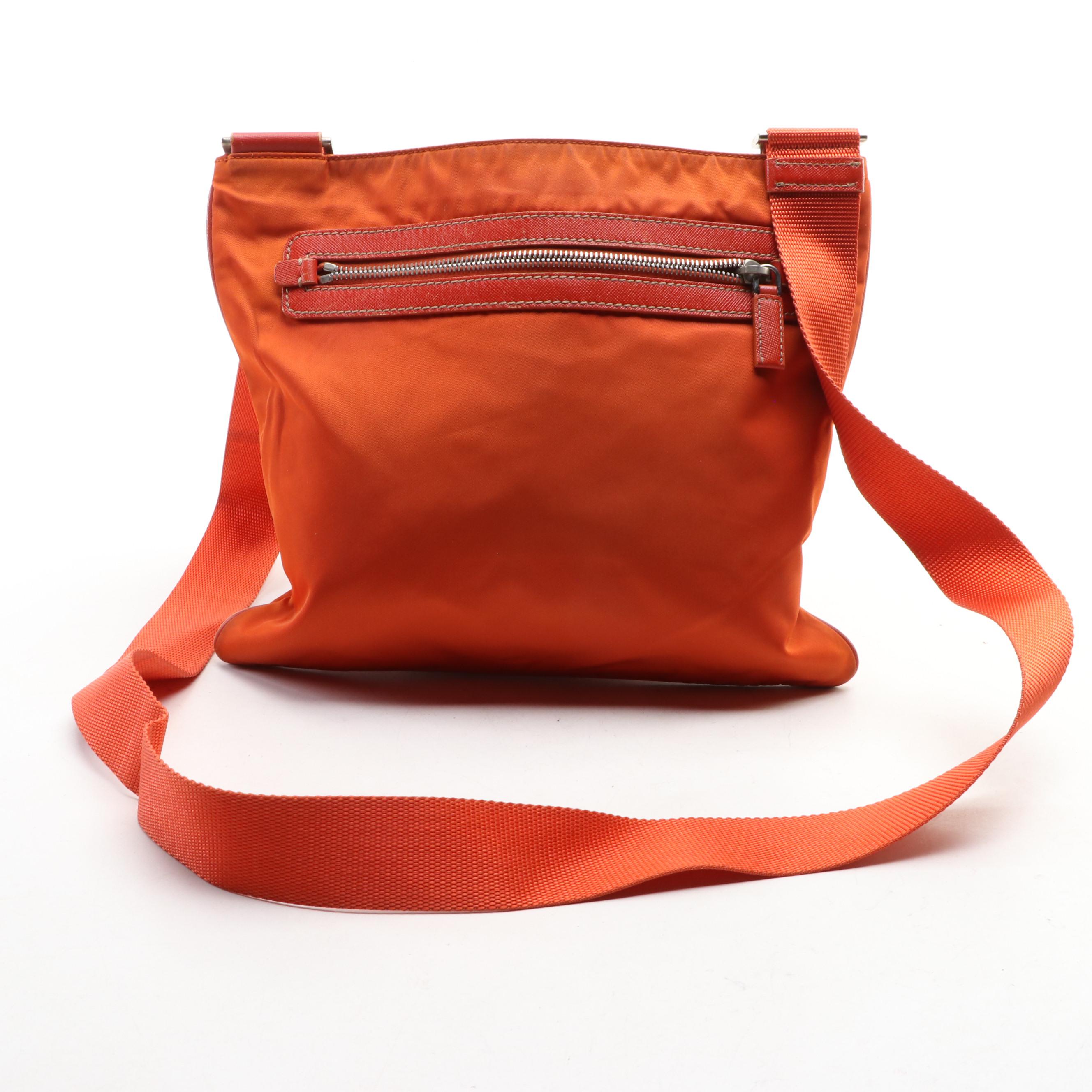 Prada Nylon Flat Crossbody Bag with Saffiano Leather Trim