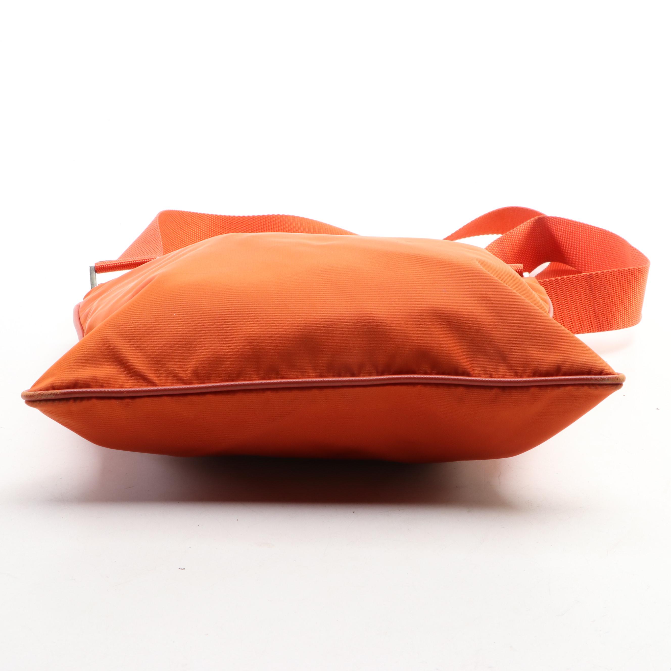 Prada Nylon Flat Crossbody Bag with Saffiano Leather Trim