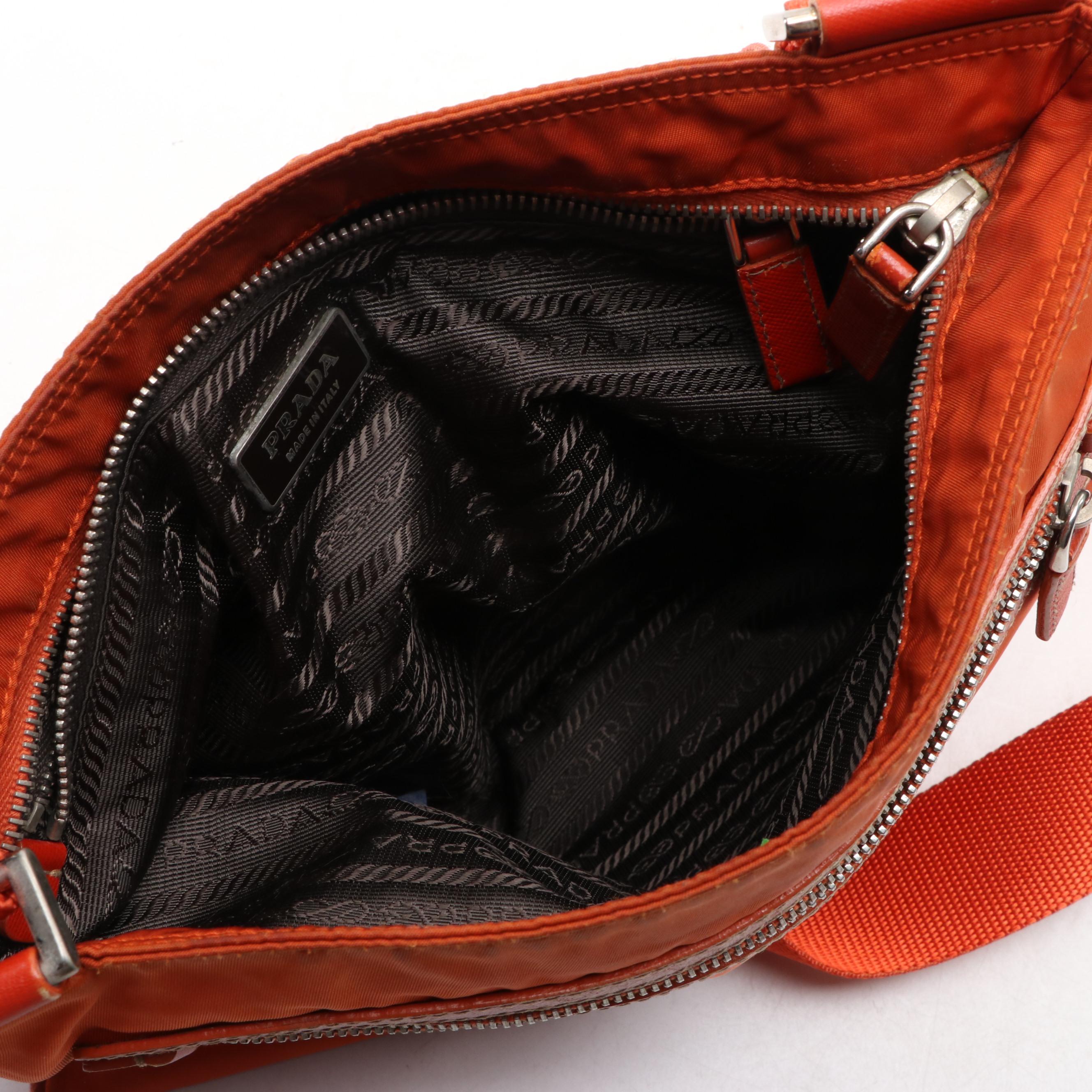 Prada Nylon Flat Crossbody Bag with Saffiano Leather Trim