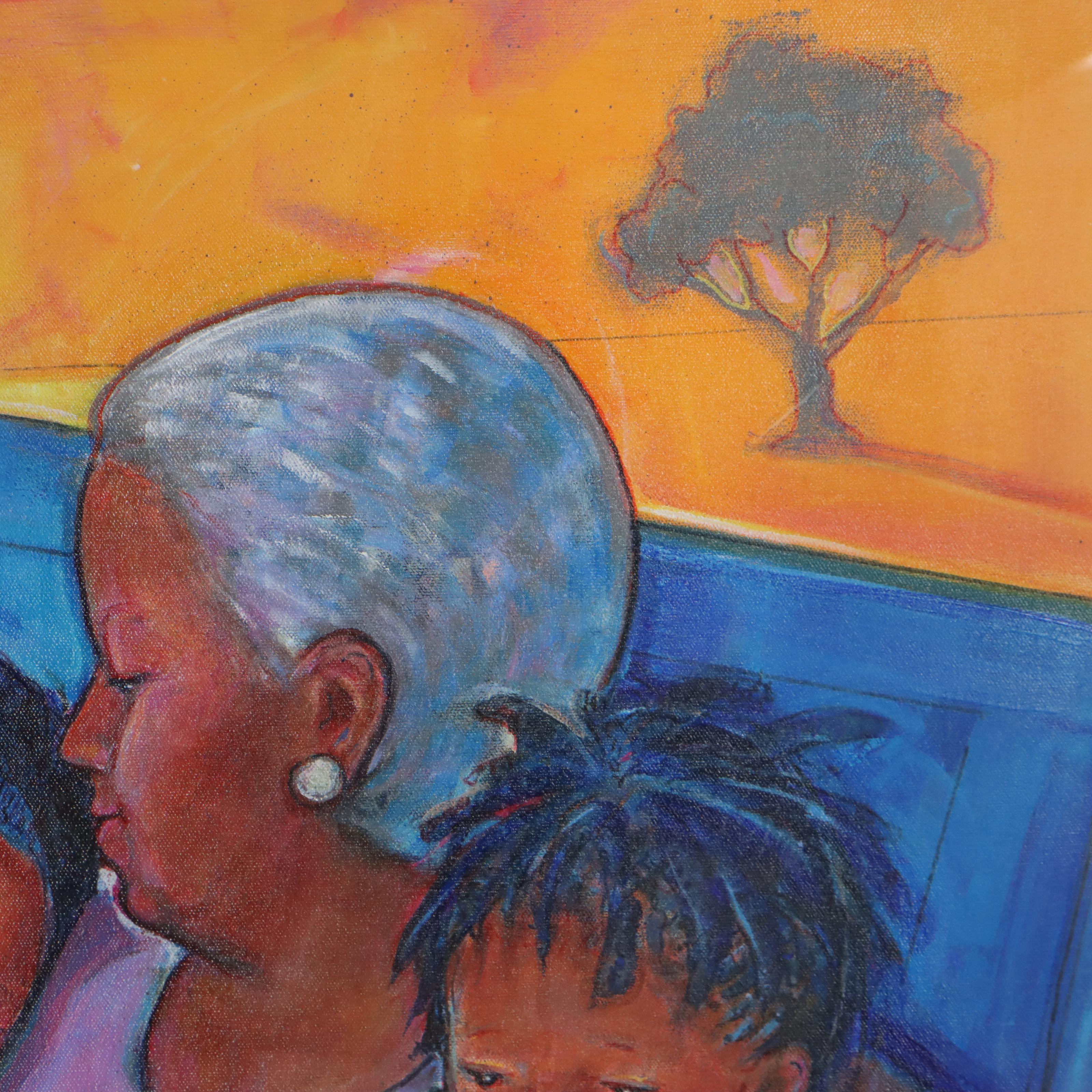 Billy Dee Williams Oil Painting of Family, Late 20th Century