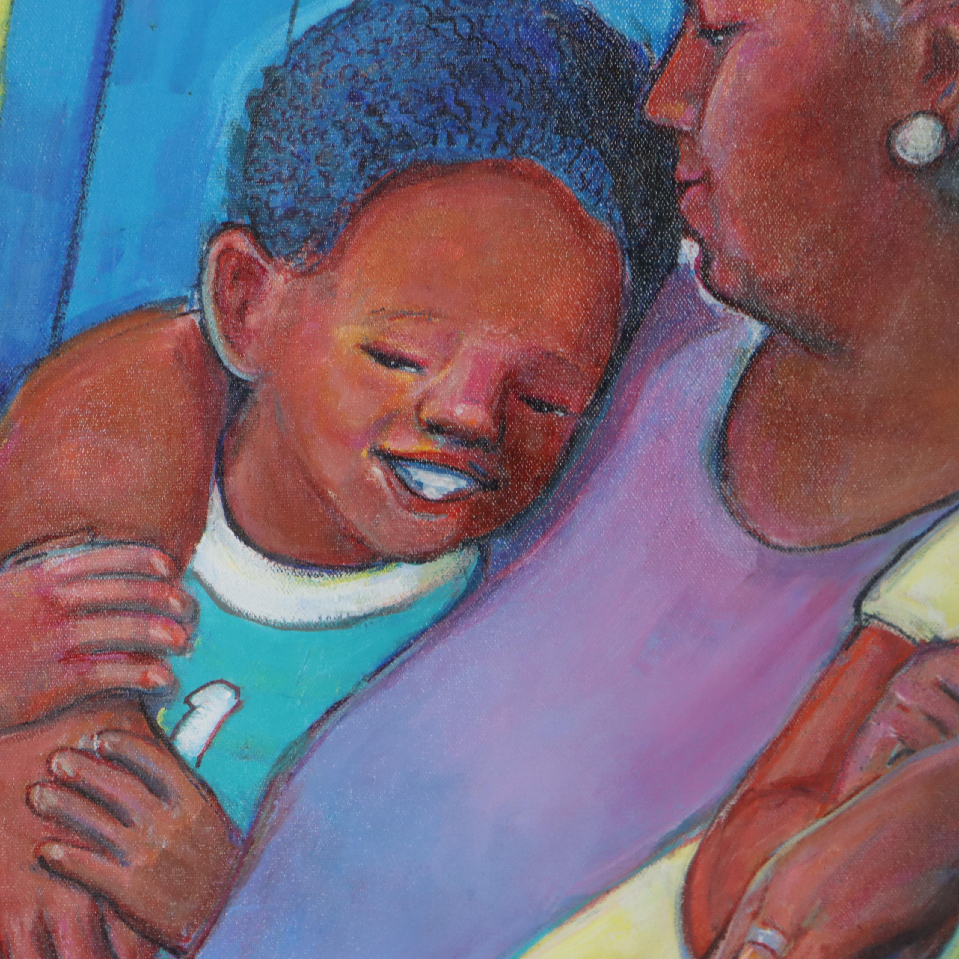 Billy Dee Williams Oil Painting of Family, Late 20th Century