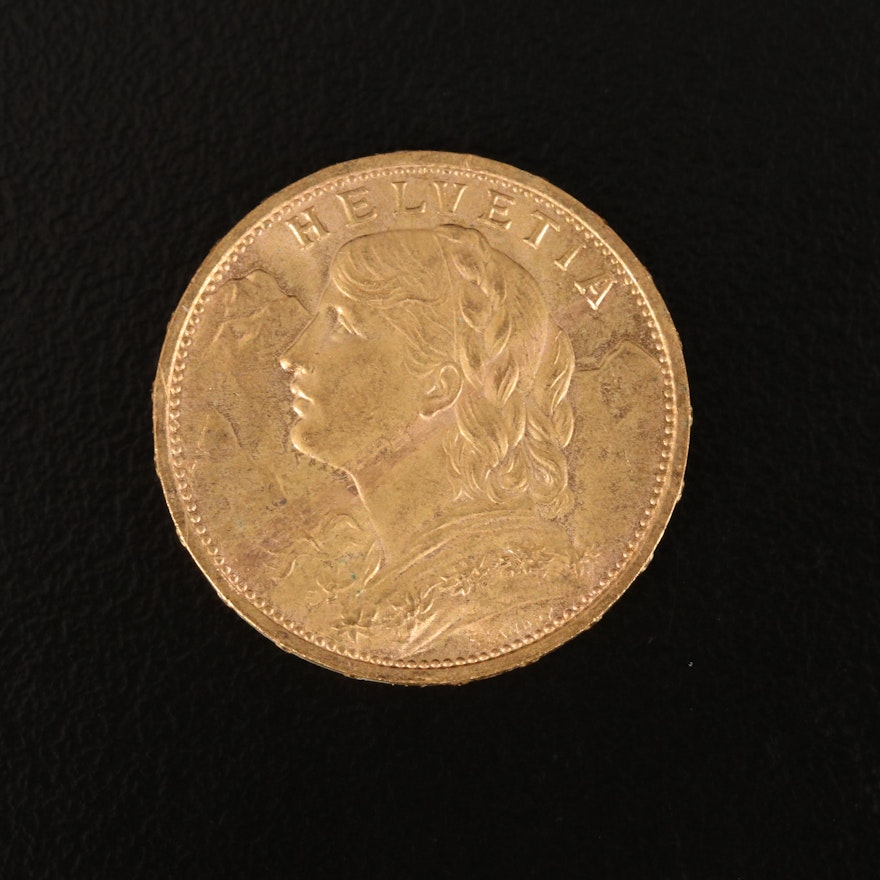 1922-B Switzerland Twenty Francs Gold Coin