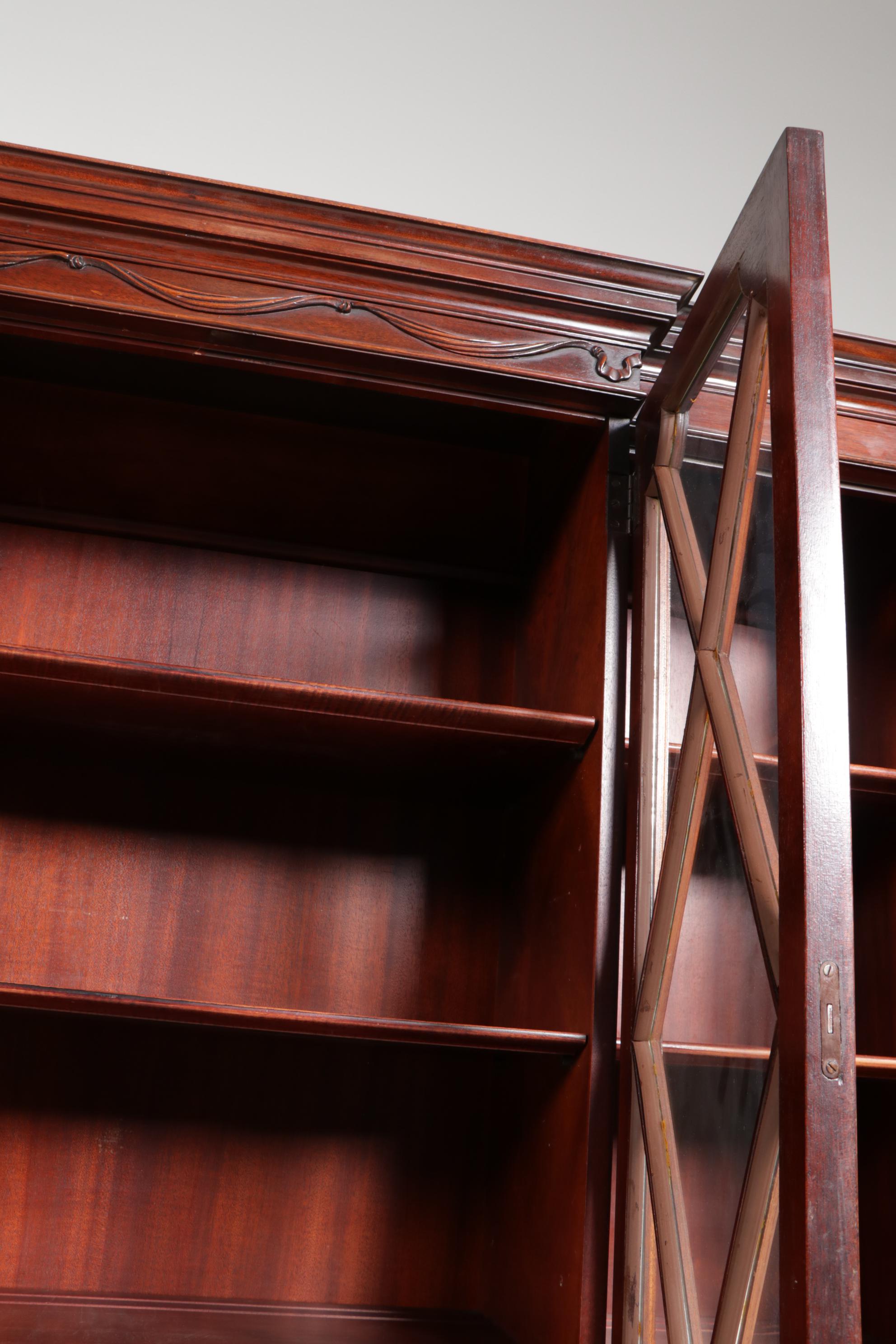 Grand Rapids Federal Style Mahogany Breakfront Secretary Bookcase, Circa 1940