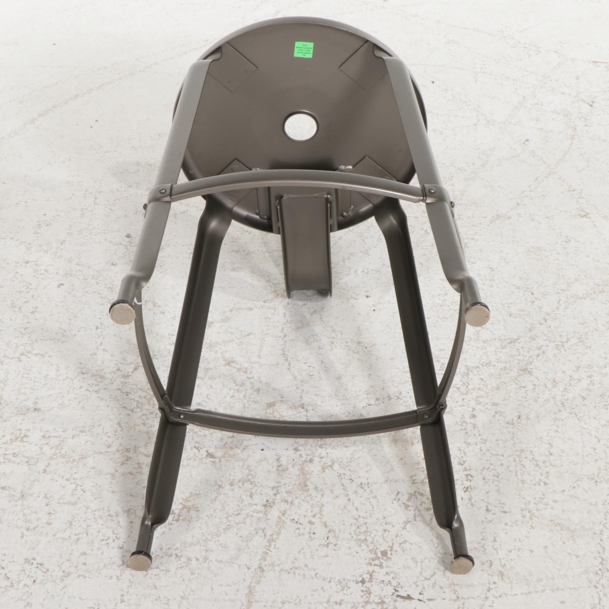 Five Restoration Hardware French T-Back Metal Counter-Height Barstools