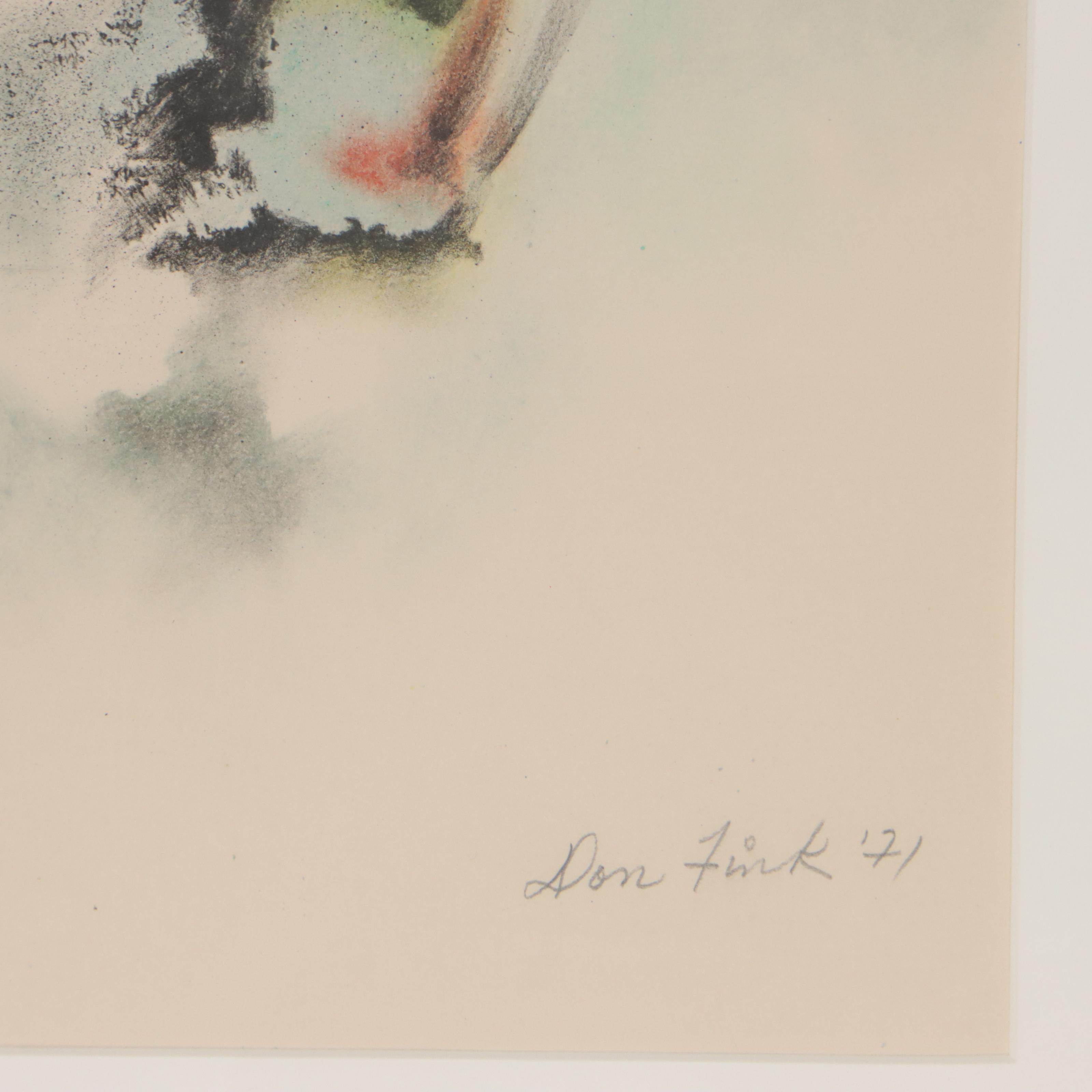 Don Fink Abstract Color Lithograph, 1971