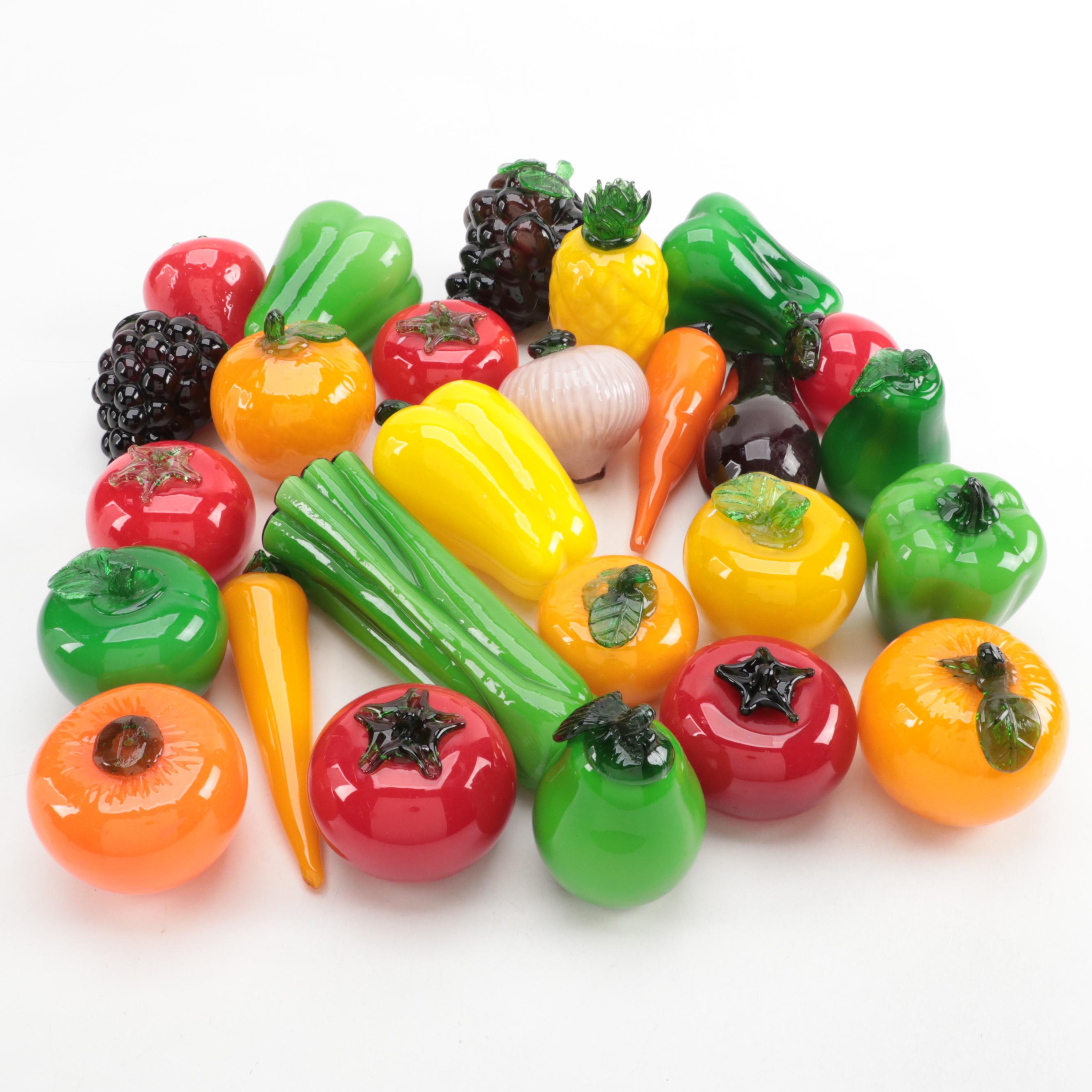 Murano Style Art Glass Fruit and Vegetable Figurines